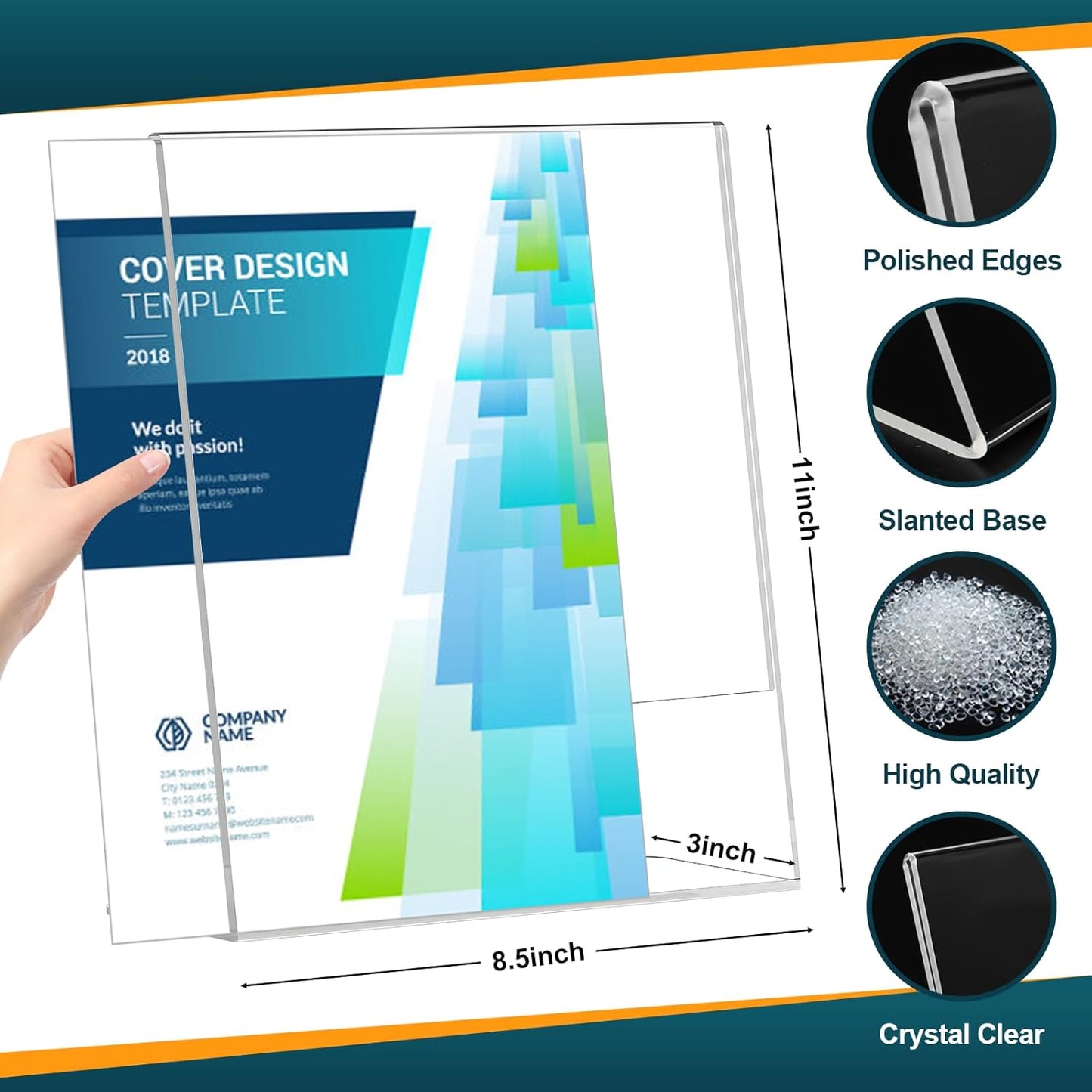 12 Pack Acrylic Sign Holder 8.5x11 Inches, Clear Plastic Table Paper Display Stand, L-Shape Vertical Menu Holder Stand, Clear Picture Photo Flyer Display Stand for Restaurants, Store, Office Desktop