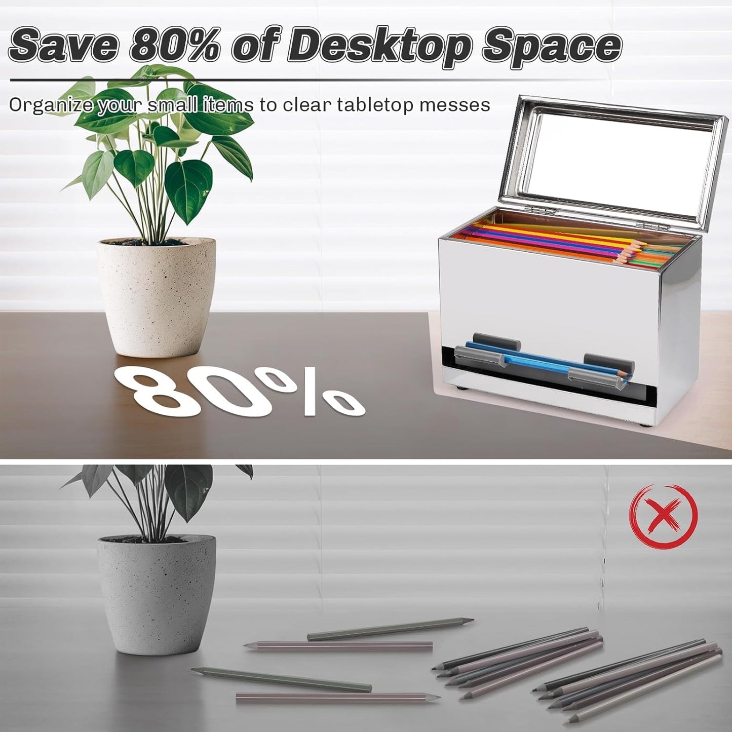 Stainless Steel Pencil Dispenser/Pen Holder for Classroom Home Restaurant for Bulk Pencils Storage/Unwrapped Drinking Straws Storage (Silver)