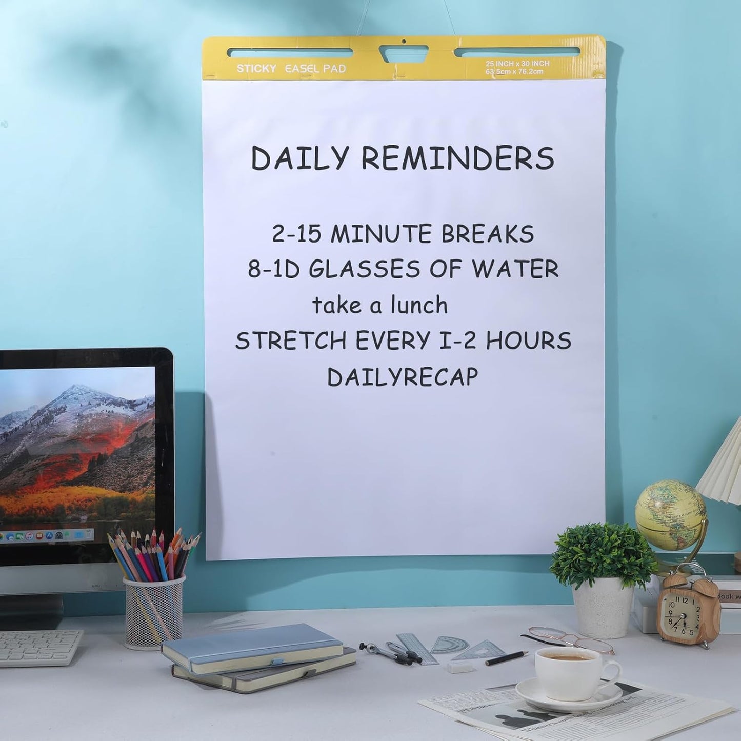 ReliThick 2 Pack Sticky Easel Pad, 25 x 30 In, White, 20 Sheets/Pad, Flip Chart Paper for Teachers, Large Sticky Chart Paper for Wall, Self Stick Easel Pad for Office School Classroom