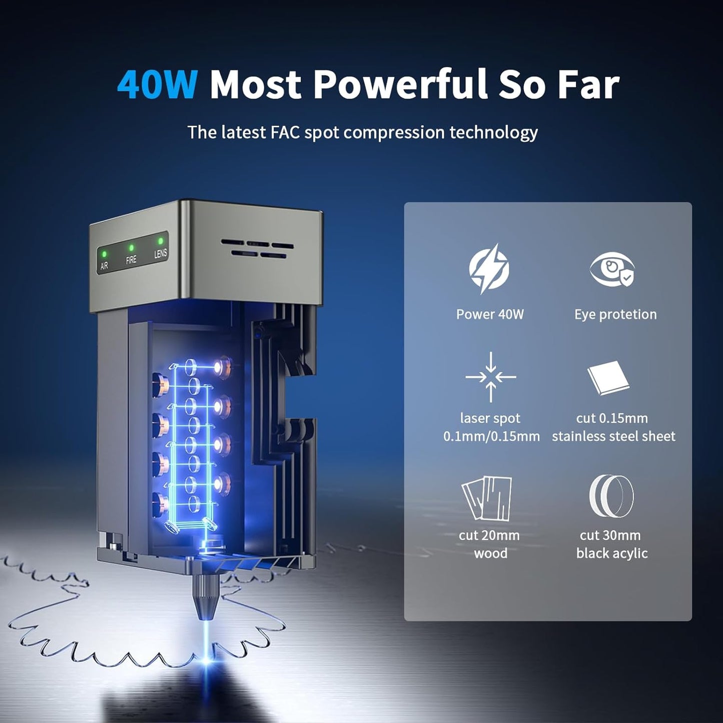 Creality Laser Engraver, Falcon2 40W Output Laser Cutter with Air Assist, 25000mm/min Speed & High Accuracy Laser Engraving Machine for Wood and Metal, Acrylic, Leather