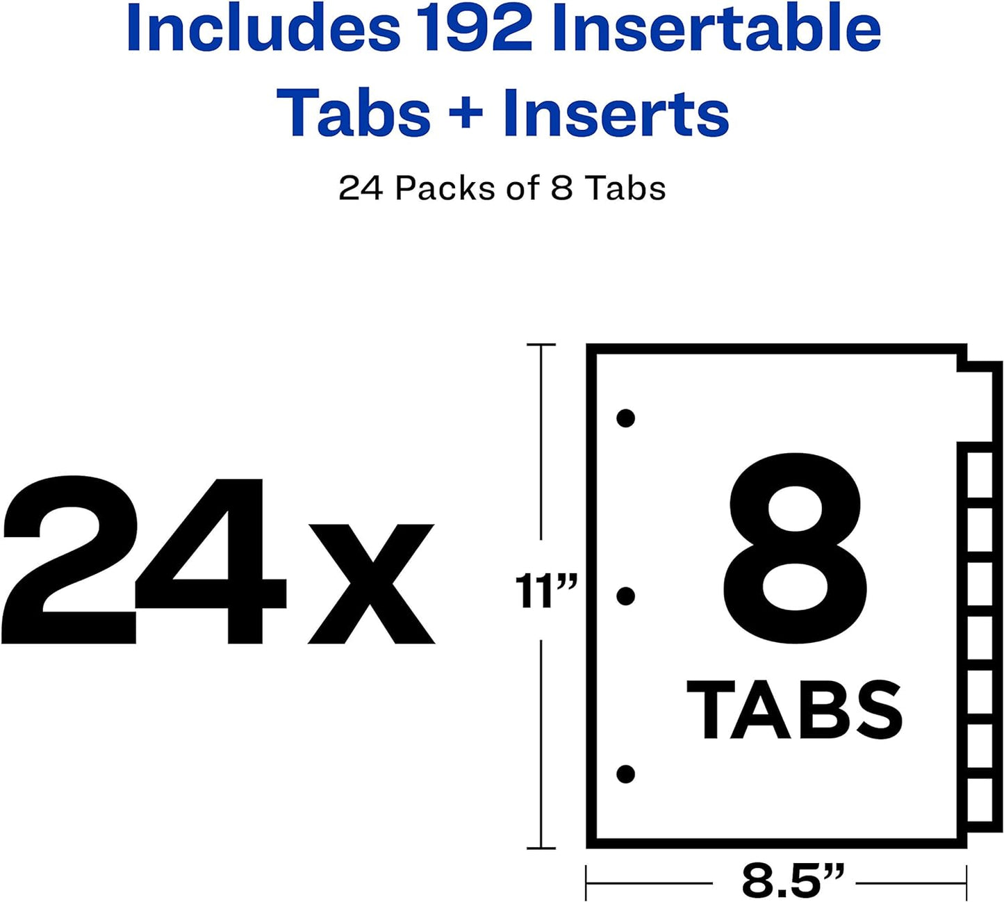 Avery Big Tab Insertable Dividers for 3 Ring Binders, 8-Tab Set, Buff Paper, Clear Tabs, 48 Sets of 11112 (11115)