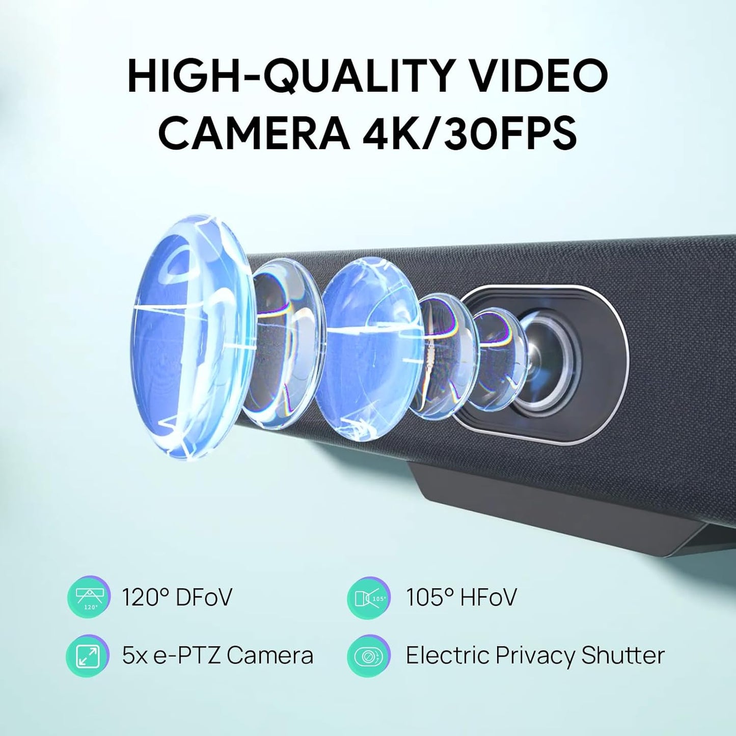 Yealink UVC34 4K Conference Room Camera System 10 Microphone 8 MP All-in-One Video Conferencing System AI Auto Framing 120° Field of View Microsoft Teams Certified Webcam Zoom Rooms USB-A