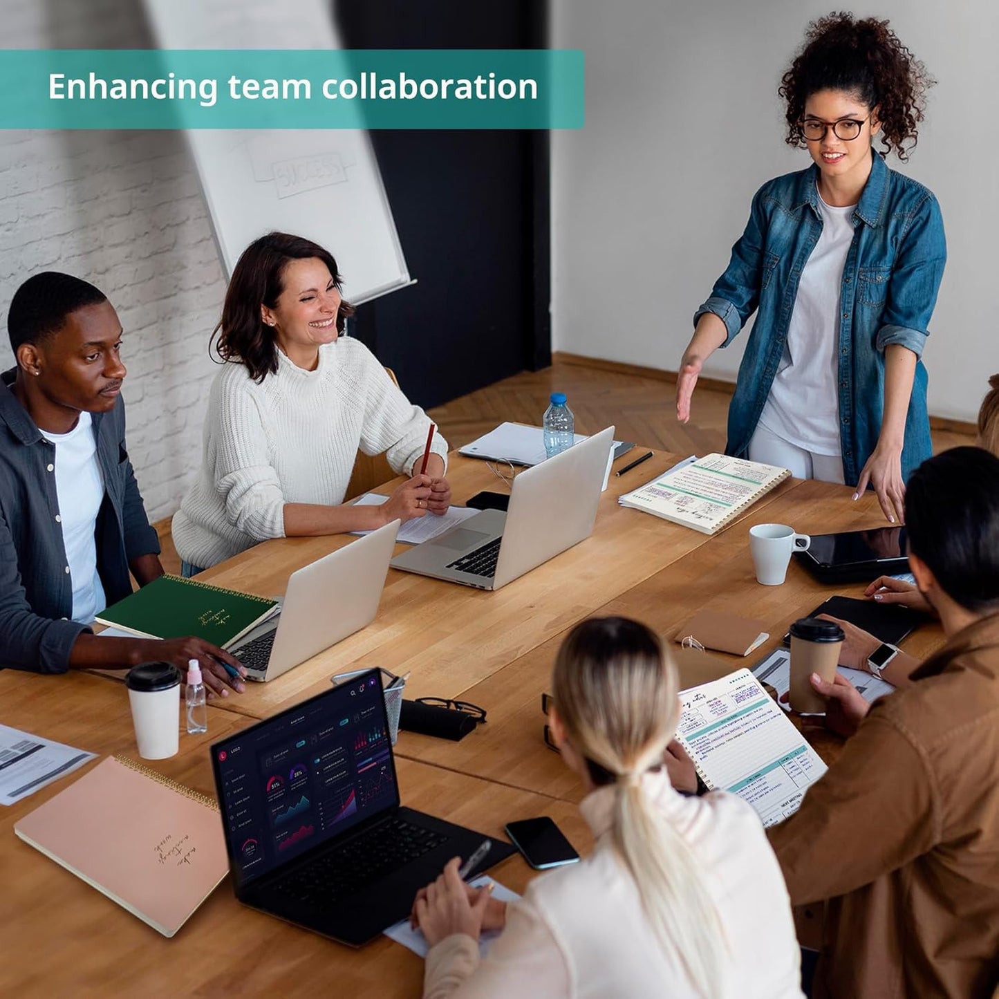 Taja Meeting Notebook for Work Organization - Work notebook with action items, Meeting Minutes Planner Notebook, Perfect Office Supplies for Men & Women - Dark Green