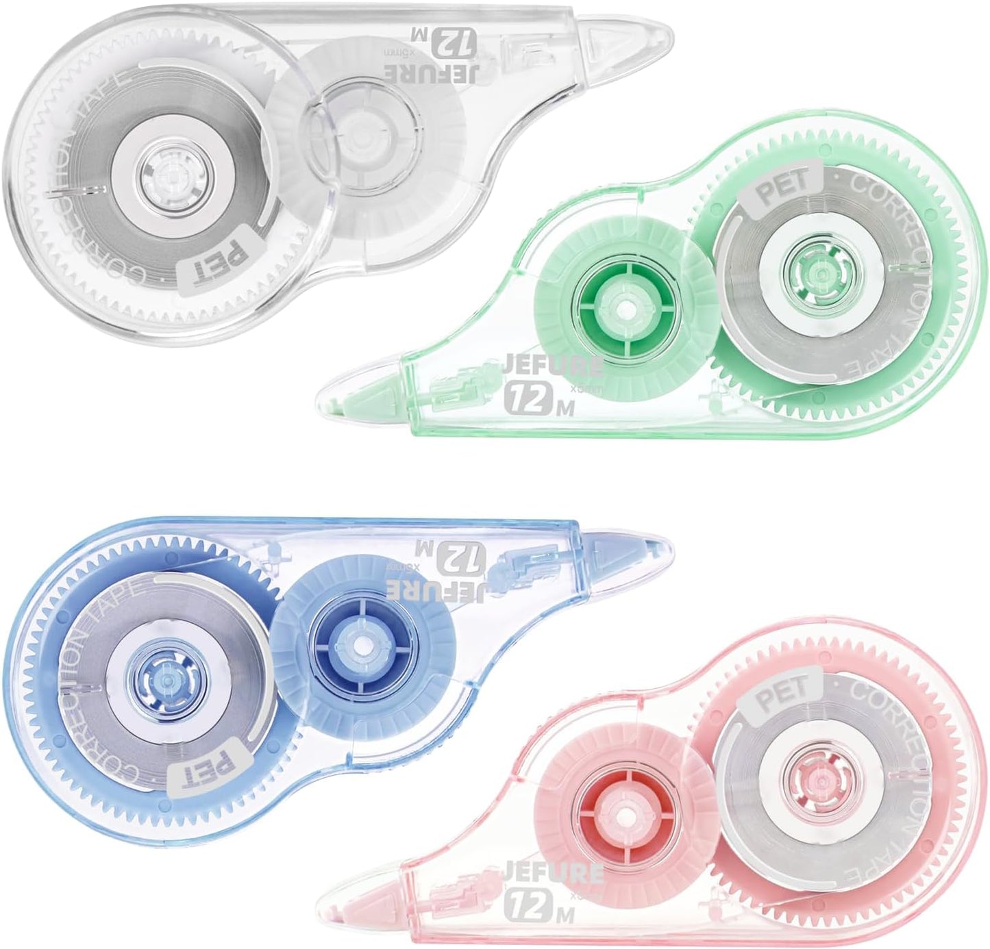 4 Pcs Colorful Core Correction Tape, 39.37 Ft White Wrong Out Tear-Resistant Bulk, Instant Corrections Easy to Use Applicator for School, Office, Note Taking, Journal (Tape Width 0.2 in)