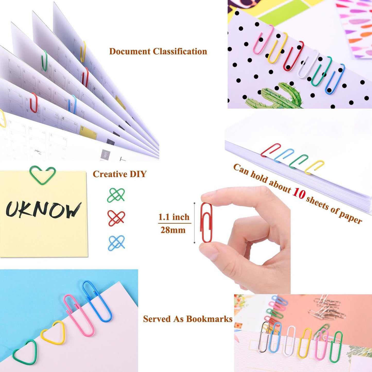 Coideal Colored Small Paper Clips Vinyl Coated, 200 Pack 28mm Assorted Color Mini Paperclips Holder Colorful for School, Office