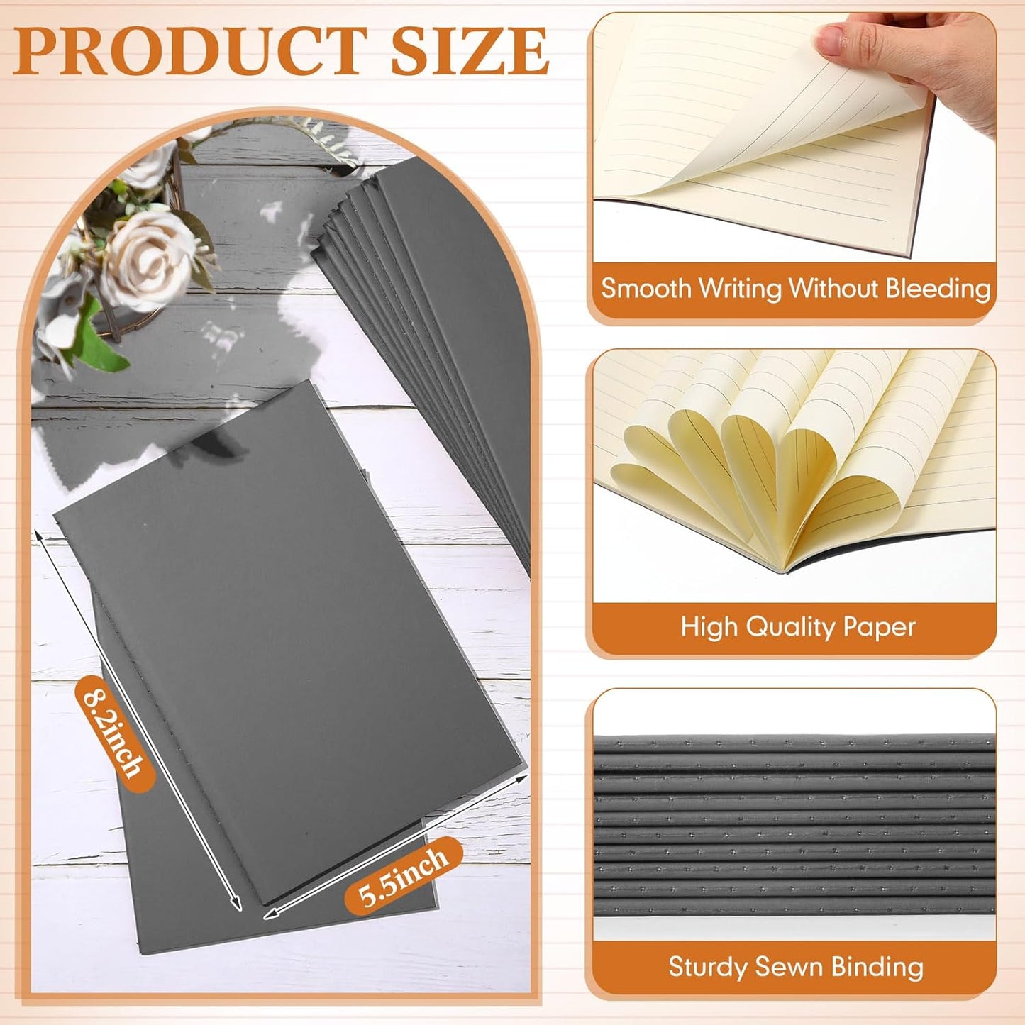 100 Pcs Kraft Notebook Journals 5.5 Inch x 8.3 Inch A5 Softcover Notebooks Bulk for Writing Sketch Office Notepad with 60 Pages 30 Sheets (Multicolor,Lined)(Grey,Lined)