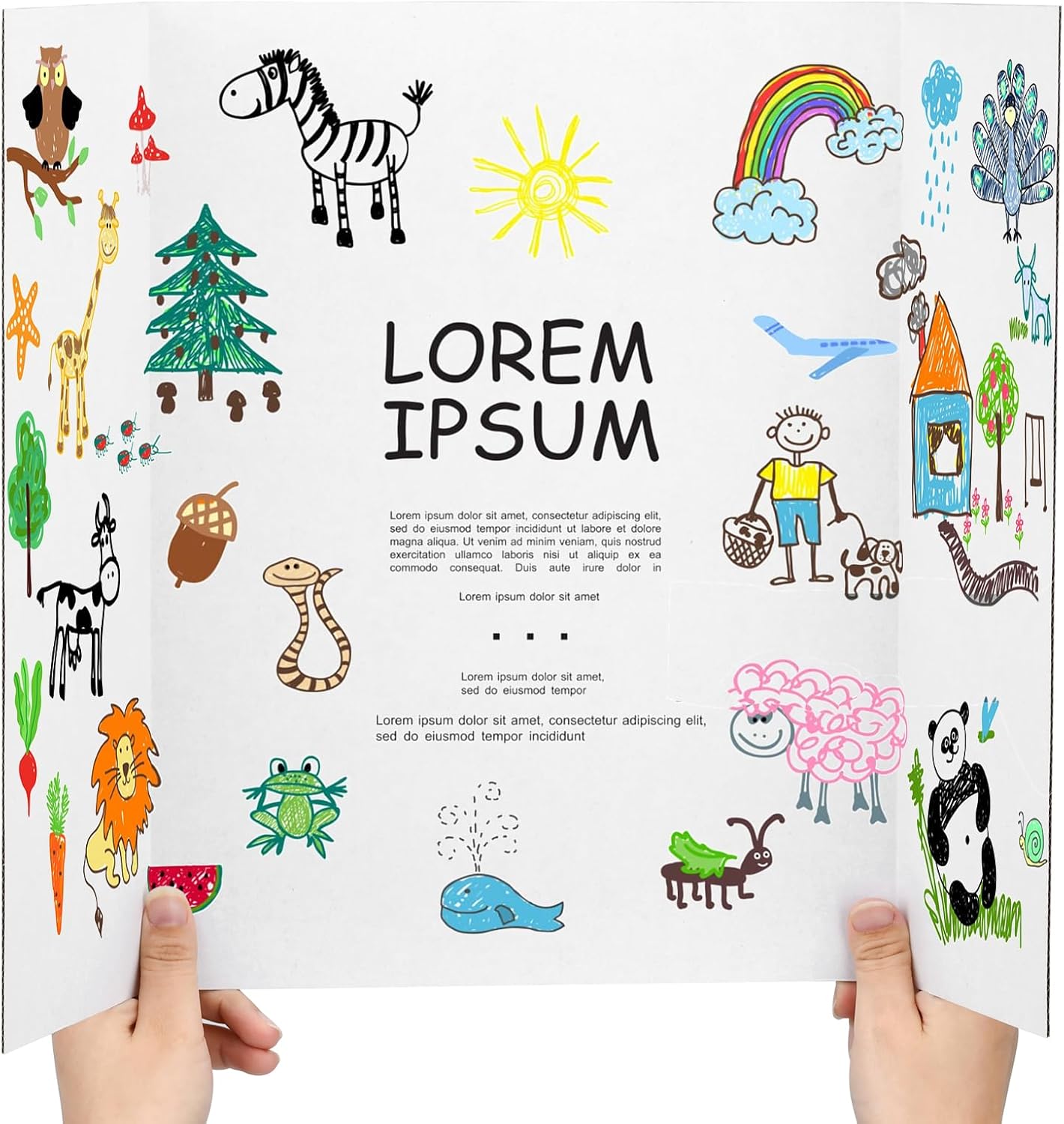 8 Pcs Trifold Poster Board, 26x17 inches White Poster Board Comes With Sticky Accessories, Corrugated Presentation Boards, Display Board for School Projects, Business Presentations, 8 Count