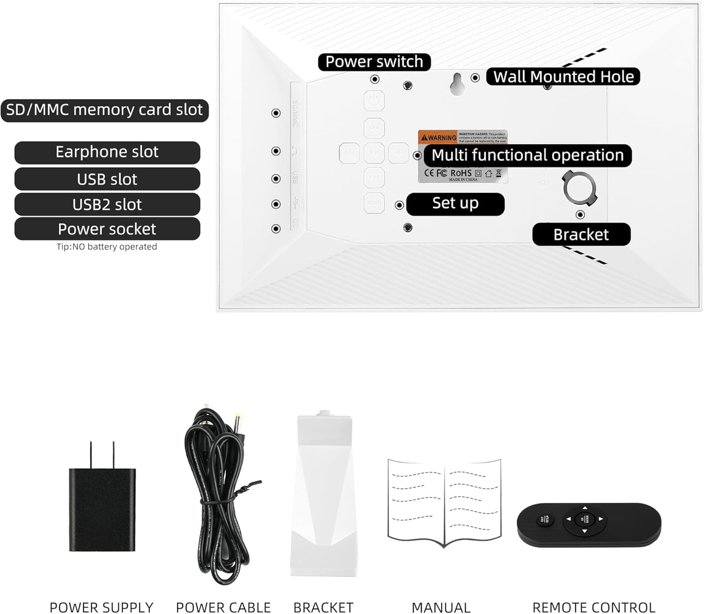 WiFi Digtial Wall Clock,Desk Clock with Weather Temperature Humidify,10 Day Weather Forecast,Weather Station with Digital Calendar and Dementia Alarm Clocks for Seniors. (White, 10.1 inches)