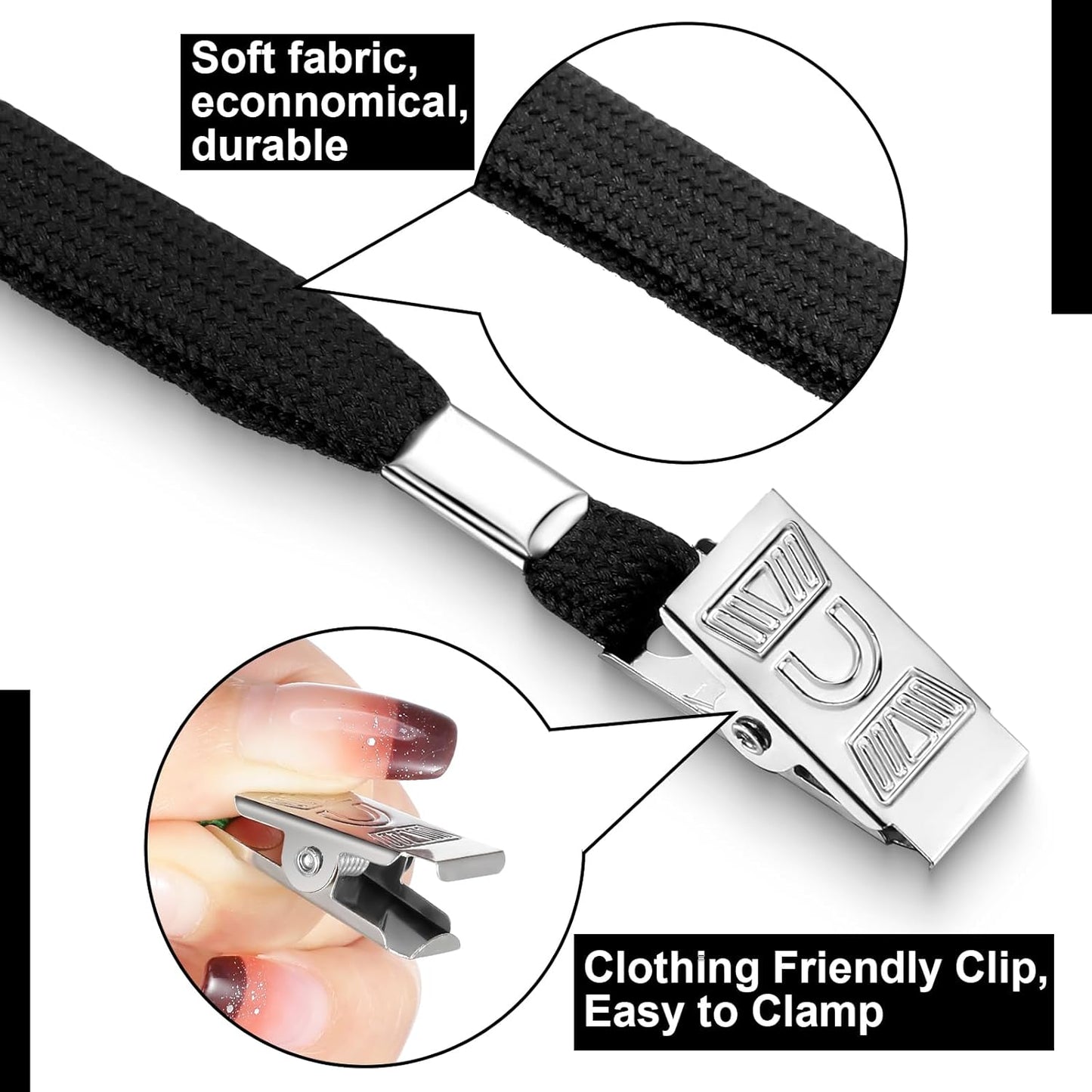 Marspark 100 Sets Clear Name Tags with Lanyard, Lanyards for ID Badges Reusable Strap with ID Holder Plastic Name Badges for Adults Business School Church Conference (Black,Blue)