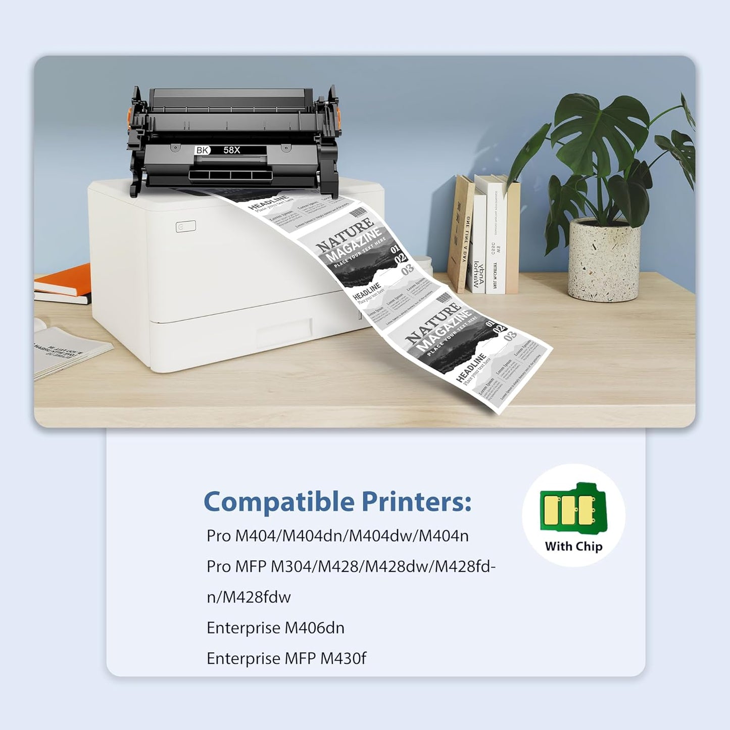 58X CF258X Toner Cartridges 2 Black Compatible for HP-58X CF258X 58A CF258A High Yield Toner Cartridge Work with Laser Jet Pro M404n M404dn M404dw M304 MFP M428dw fdn fdw Enter Prise M406dn MFP M430f