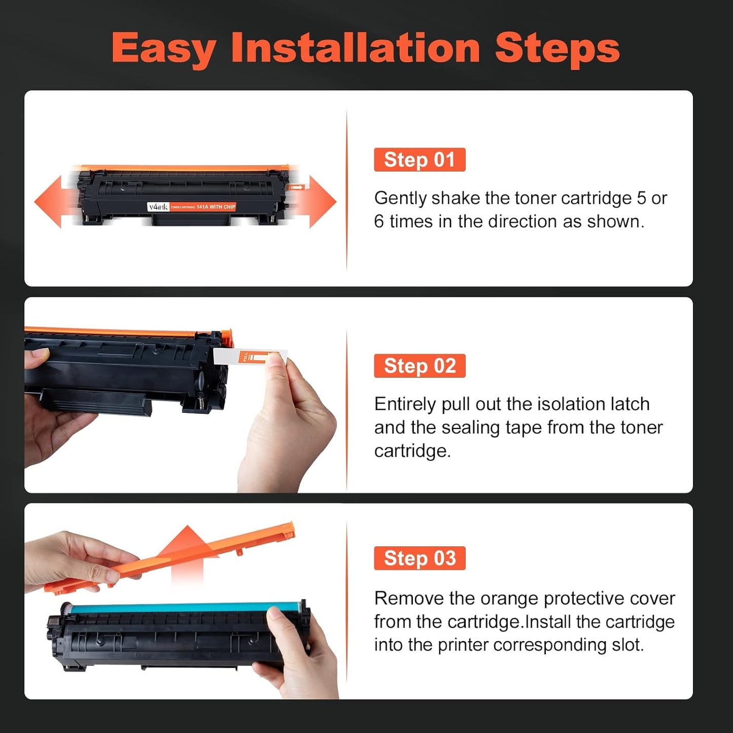 v4ink 141A 141X Toner Cartridge (with CHIP) Replacement for HP 141A W1410A W1410X 141X Black Toner Cartridge use for HP Laserjet M110w MFP M139w M140w Priner, High Yield 2,000 Pages-2 Pack