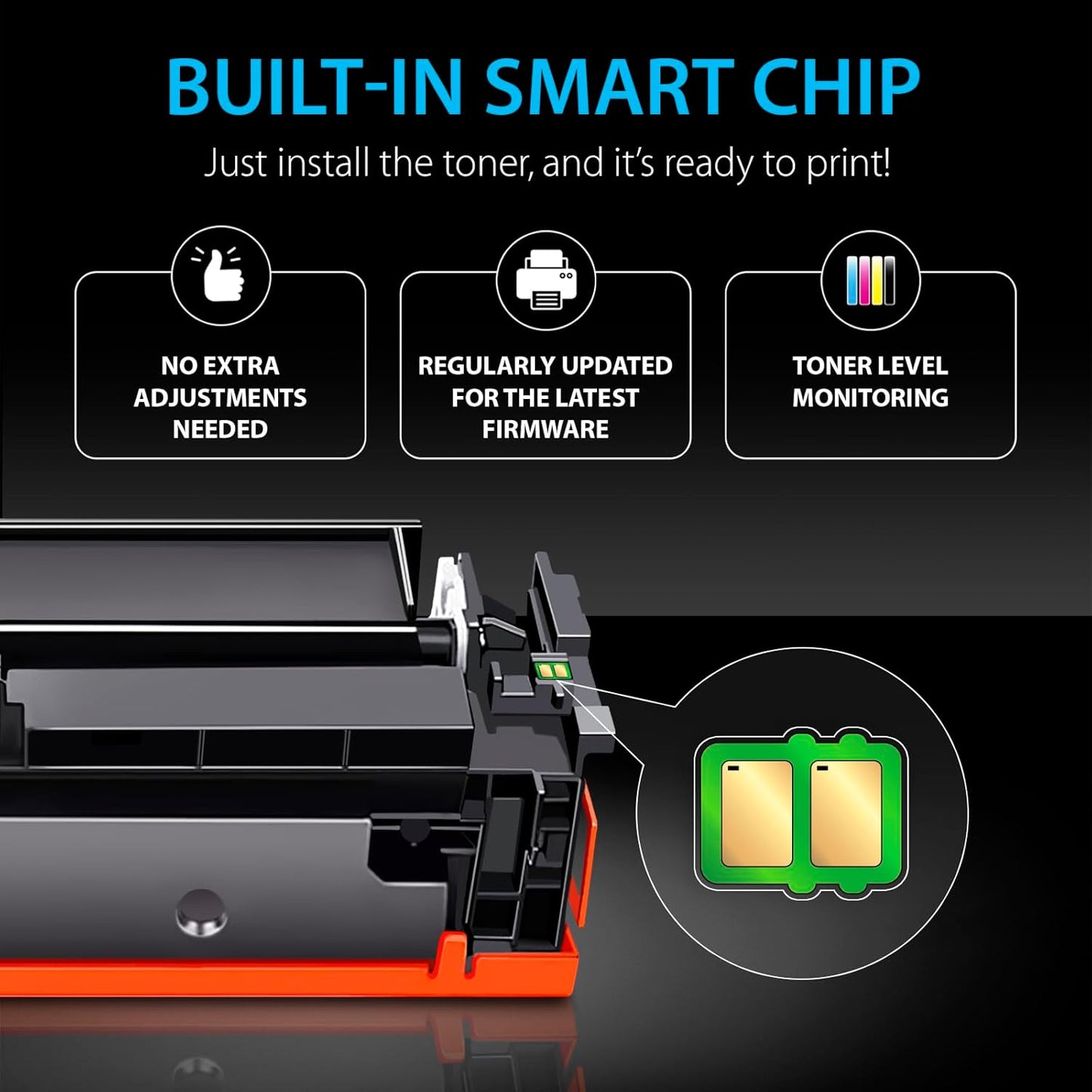 Smart Ink Compatible 414X Toner Cartridge Replacement for HP 414 X with Built-in Chip (4 Pack) to use with Color Laserjet Pro MFP M479fdw M479fdn M479fdw M454dw M454dn (Black Cyan Magenta Yellow)