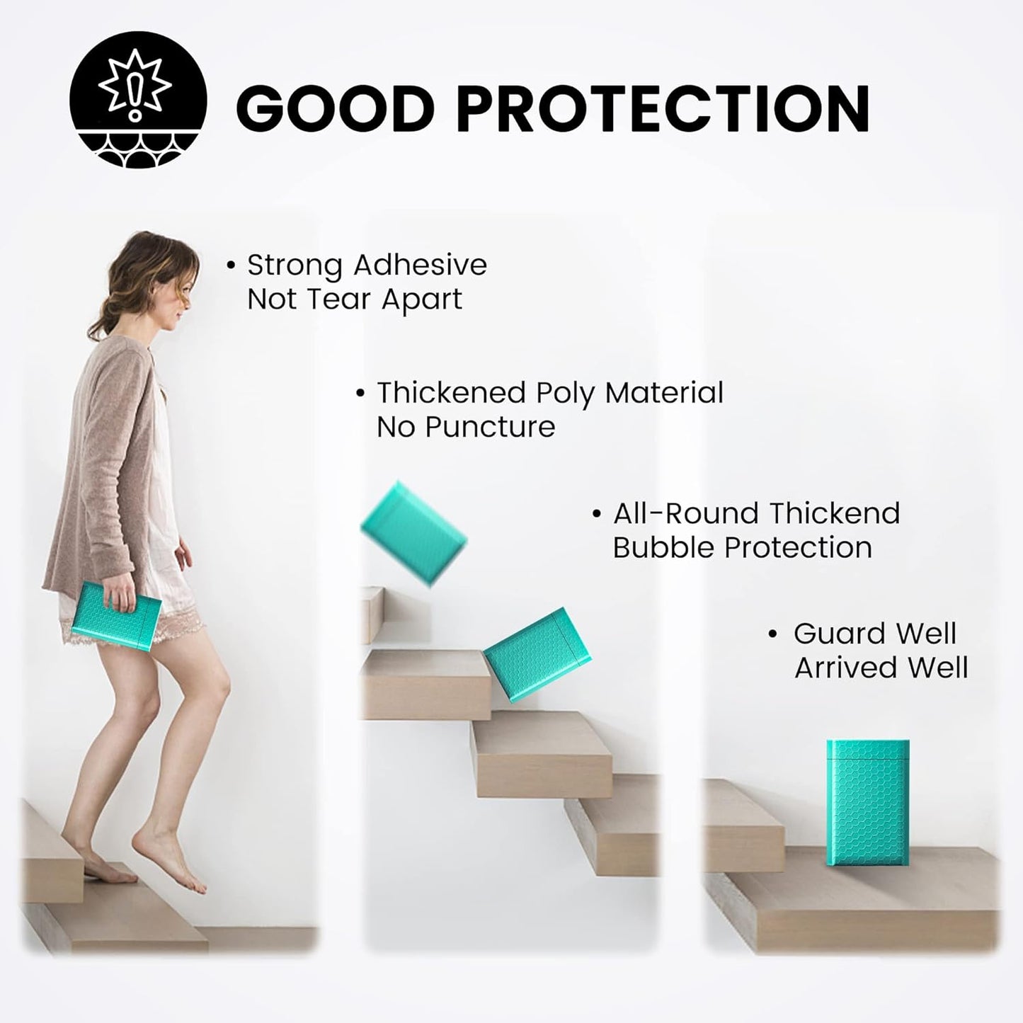 Fuxury Teal Bubble Mailers 4x8" 800 Pack, Waterproof Padded Envelopes Self Seal Bubble Envelopes, Padded Mailers for Small Business, Envelope Mailers Usable Size 4x7"