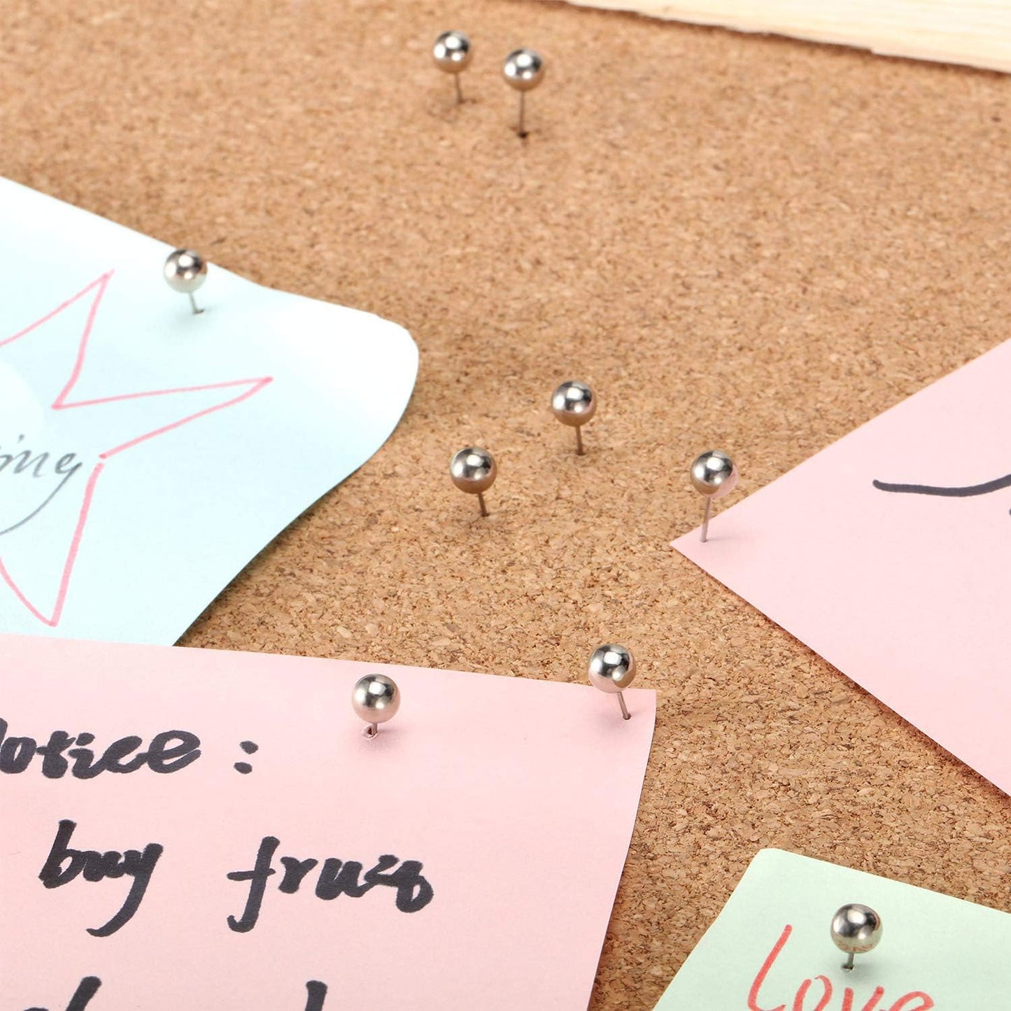 Map Tacks Push Pins Small Size 300 Packs (Silver, 1/5 Inch)