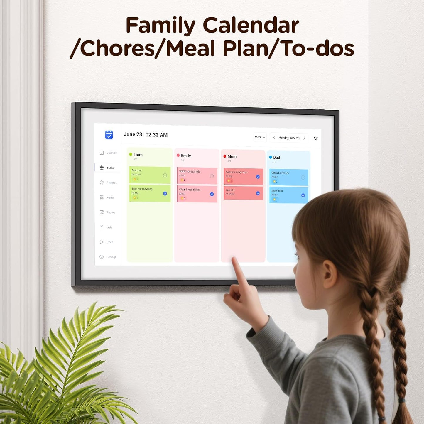 15.6 Inch Digital Calendar, Wall Electronic Desk Calendar, Full HD 1920 * 1080P IPS Touchscreen Interactive Display for Family Meal Planner Support - Streamline Household Organization