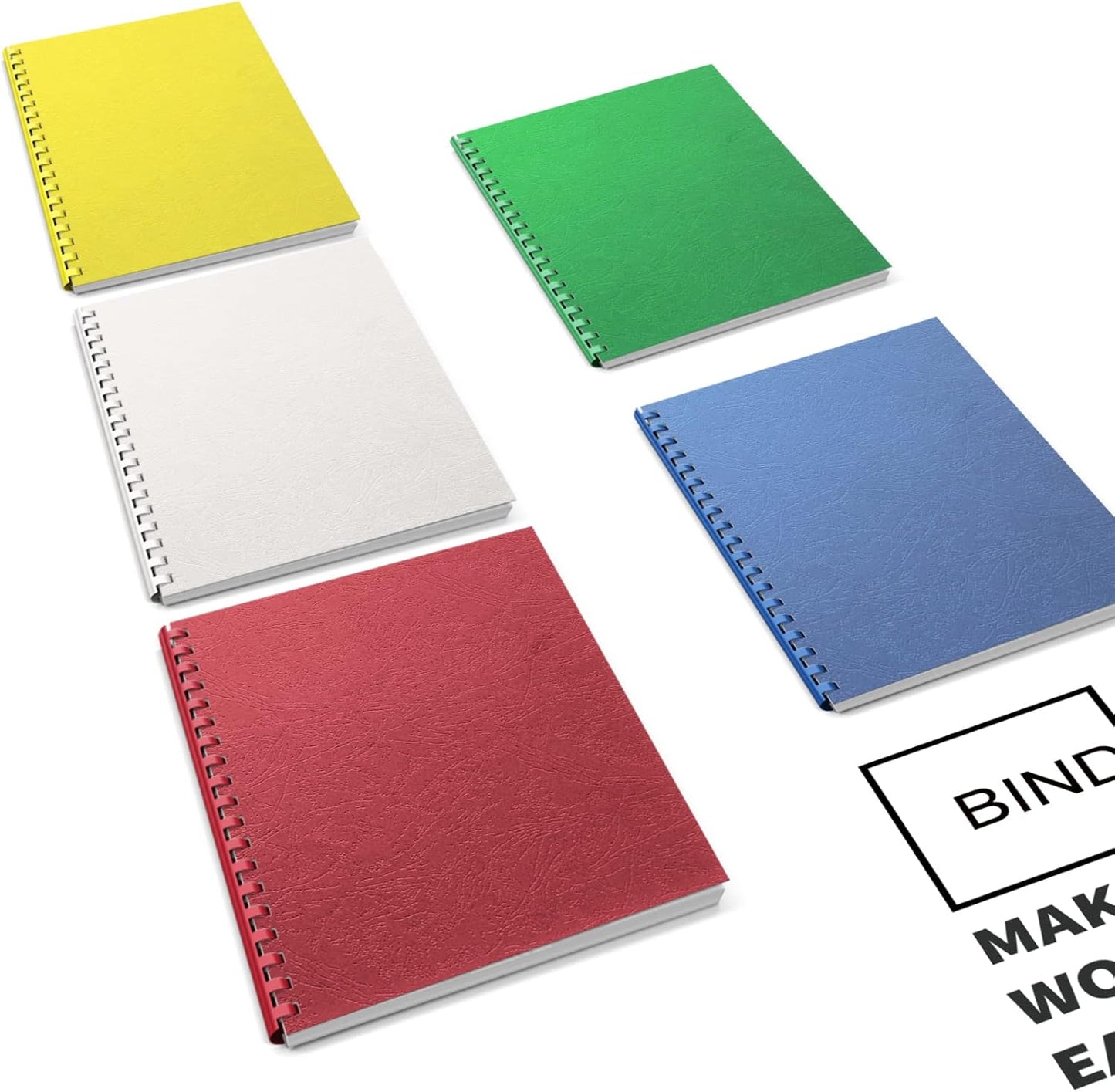 Binditek 20 Pack Plastic Binding Comb Spines, 1 Inch Diameter, 225 Sheet Capacity, 19 Ring, for Letter Size, Multi Color (White, Yellow, Red, Green, Blue), for Students and Coworkers