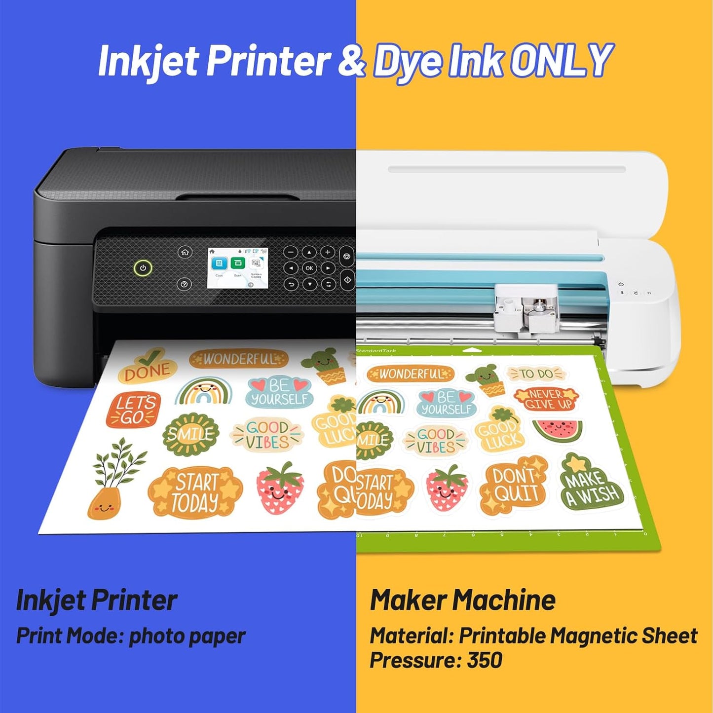 TECKWRAP Printable Magnetic Sheets for Inkjet Printer - 8.26" x 11.69" A4 Size 10 Sheets/Pack - Matte Printable Magnetic Paper for DIY Crafts, Easy to Cut, Non Adhesive for Photo Fridge Magnets