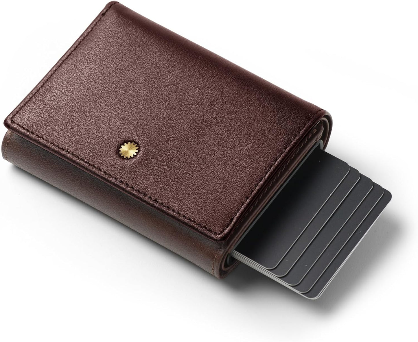 Unisex Trifold Cardholder Wallet/Genuine Leather Wallet / W5 (Coffee)