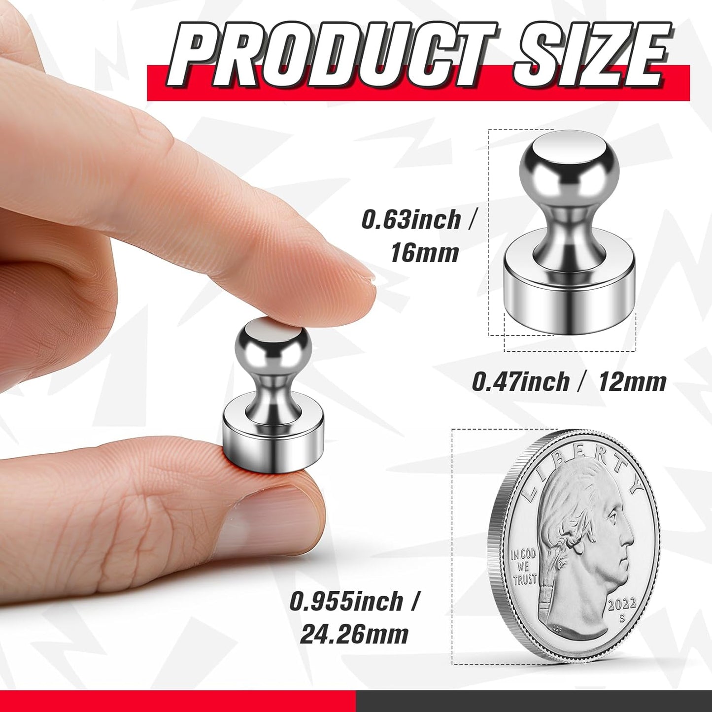 FINDMAG 14Pcs Strong Fridge Magnets, Small Neodymium Magnets for Whiteboard, Push Pins for Kitchen, Office, School, Locker Accessories