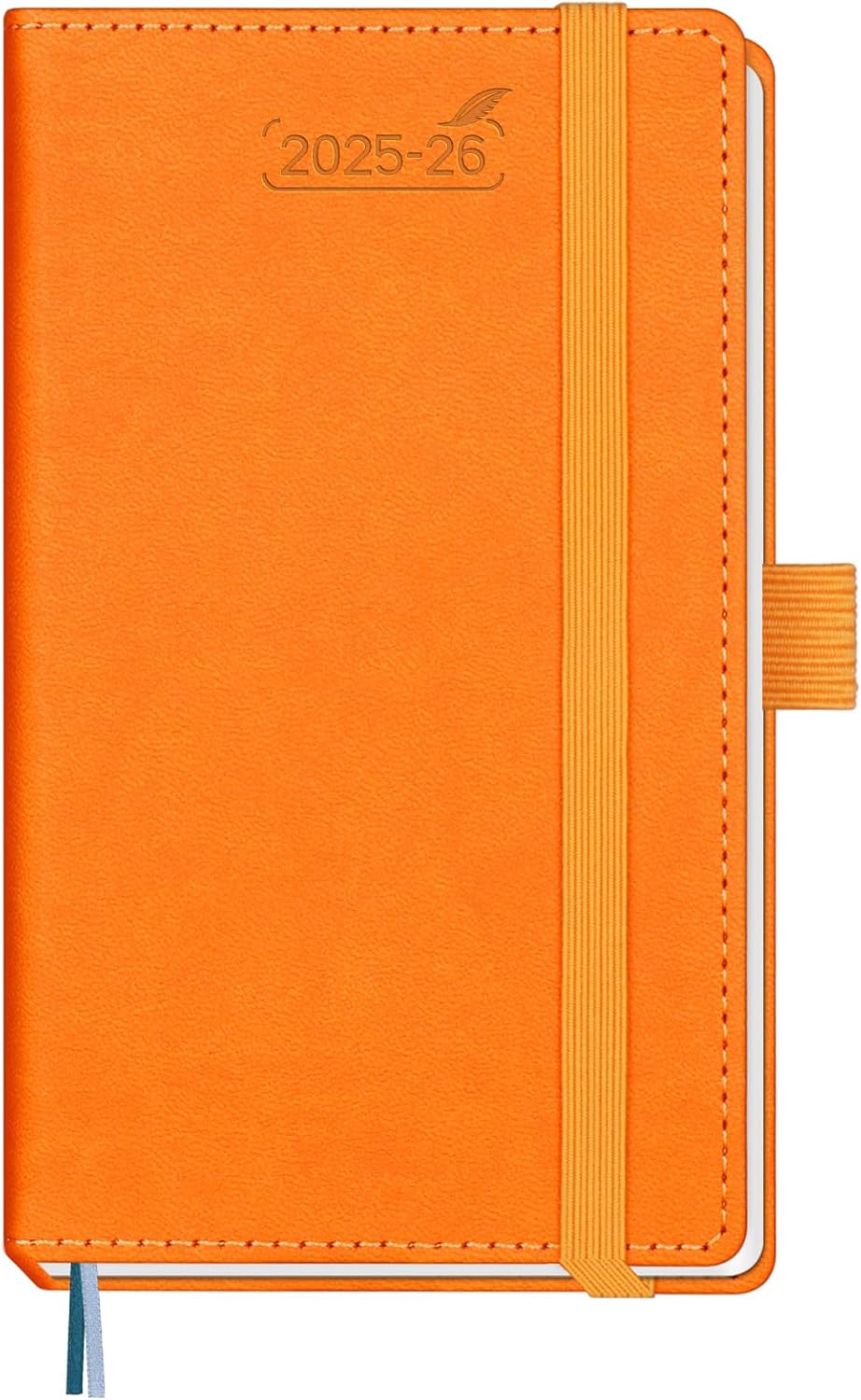 BEZEND Pocket Planner 2025-2026 Weekly and Monthly, 3.5" x 6" Academic Planner (Jul 25-Dec 26) 18-Month Mid-Year Calendar Book, Storage Pocket, Pen Holder, PU Leather Hardcover - Orange