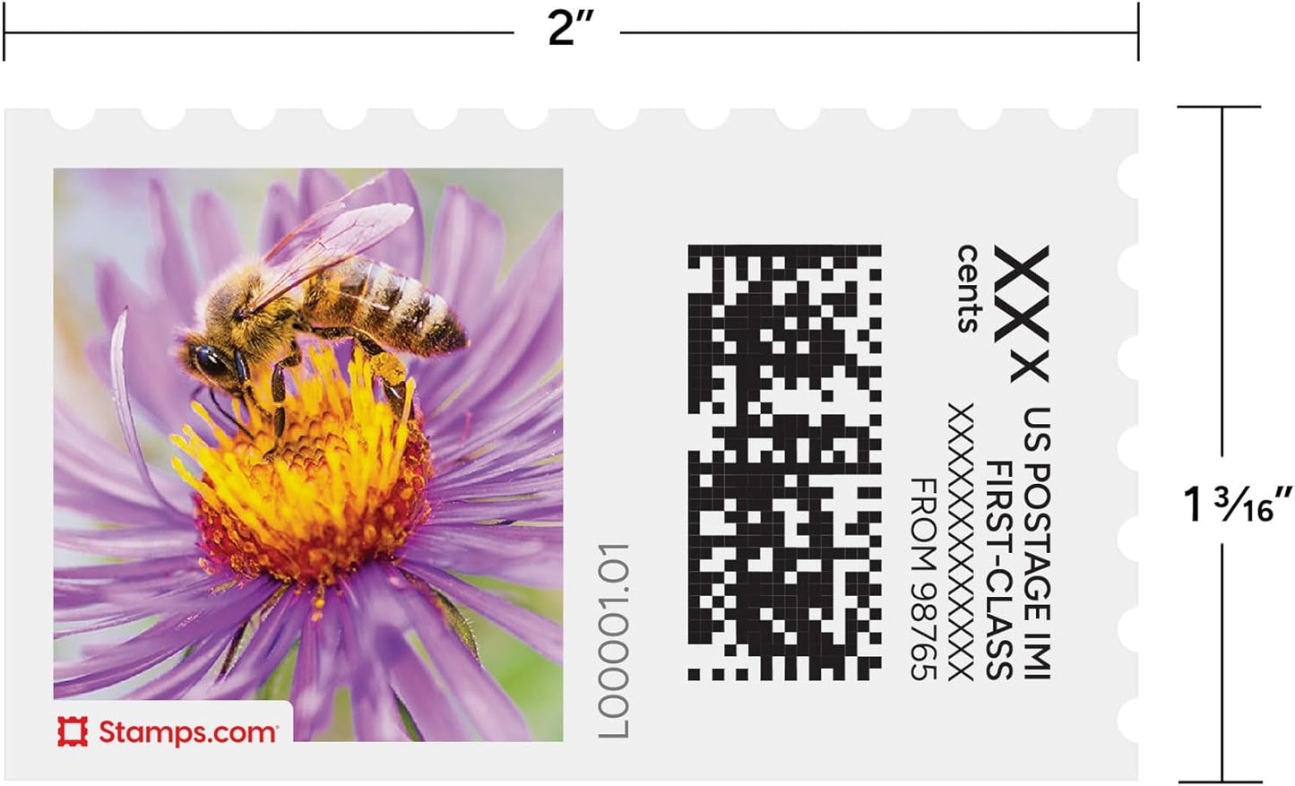 Spring Honeybee NetStamps 1200-Pack (50 Sheets) Printable Postage Labels (Stamps.com Subscription Required) - Print Approved Postage - Inkjet & Laser Printers - Business, Personal, Home