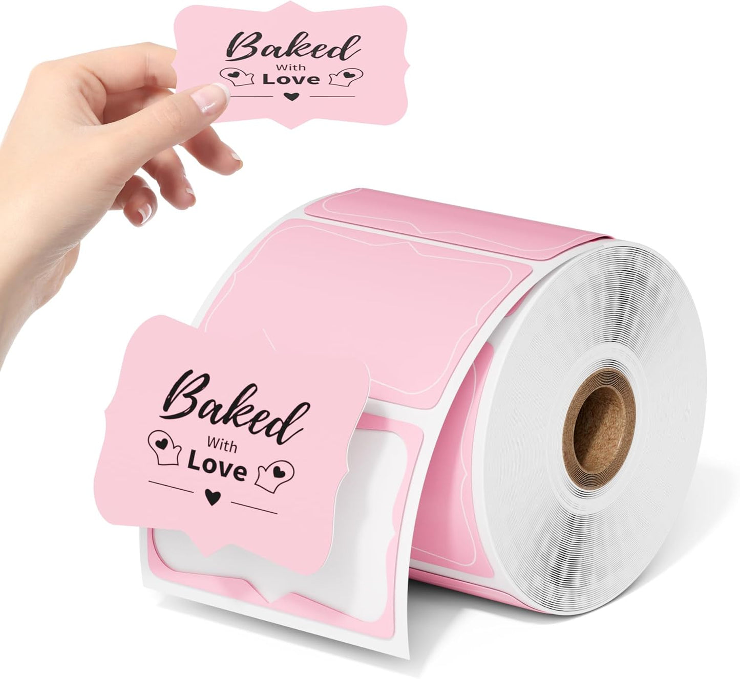 Phomemo Pink Thermal Labels for Shipping Label Printer for Small Business Supplies - 3" x 2" / 500 Pink Labels/Roll, Commercial Grade Round Stickers Roll for Custom Stickers Personalized & Business