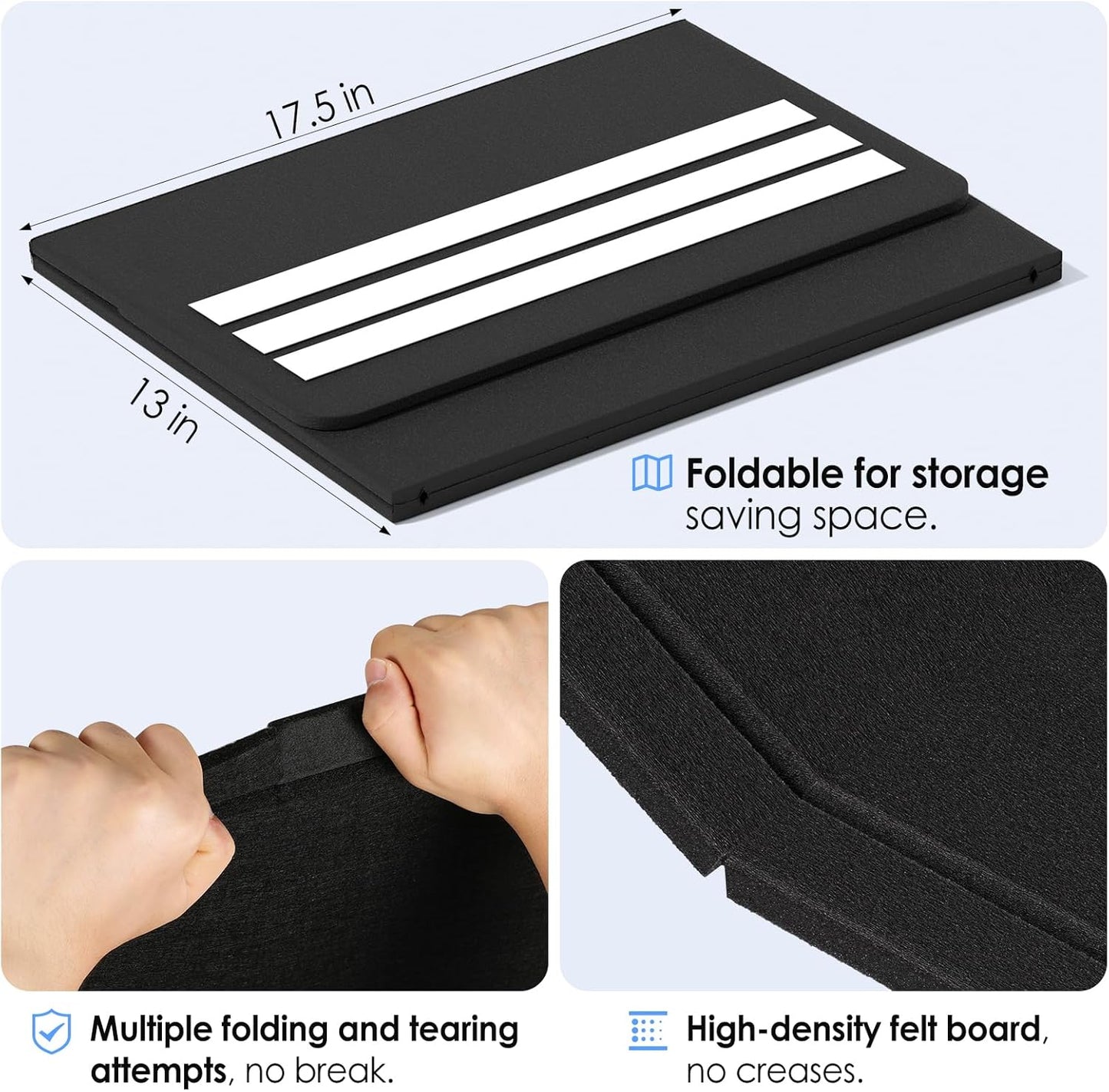 MaxGear Bulletin Board 35" x 17.5", Foldable Small Felt Board Vision Board Supplies, Cork Board for Office, Home, School, Pin Boards for Walls Decorative Picture Framed Display Board Black