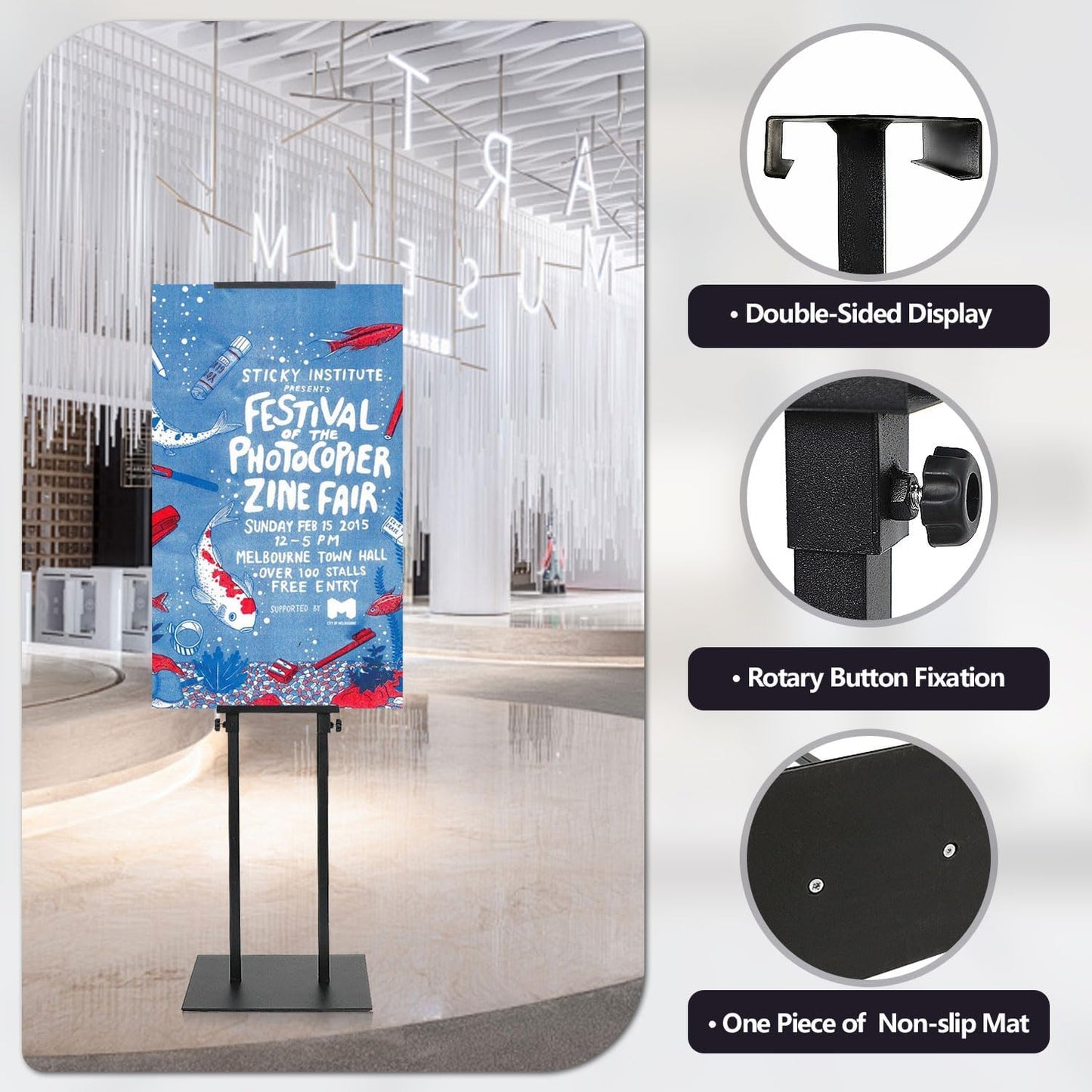Poster Board Stand for Display, Sign Holder Stand with Heavy Duty Pedestal Poster Stand, Adjustable Banner Stand, Height Up to 80 inch, Double-Sided Foam Board Stand for Business Advertising (2 Pack)