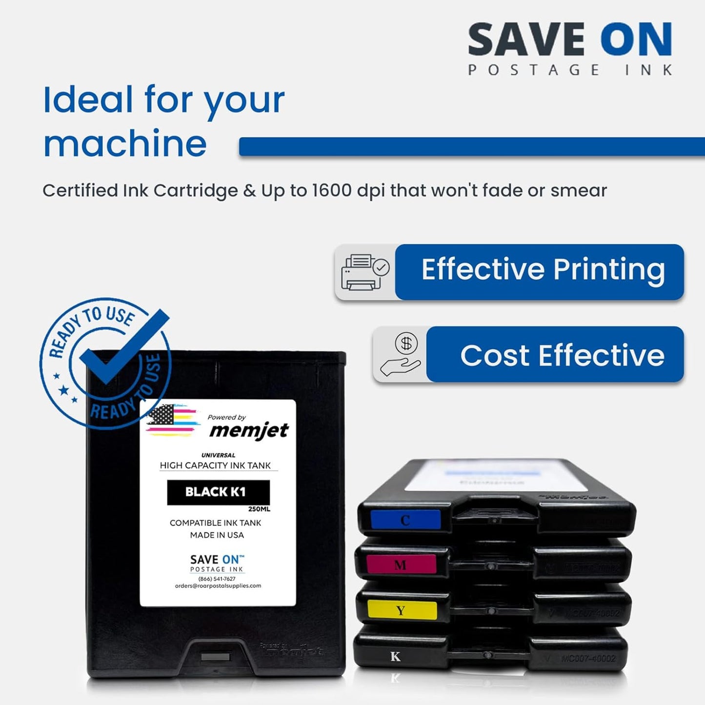 Quadient Memjet M5K250-N Compatible High Capacity Black Printer Ink Tank (250ml) - Printer Ink Cartridge for Mach Series Quadient & Hasler Printers - Fade-Resistant Replacement Inkjet Printer Ink