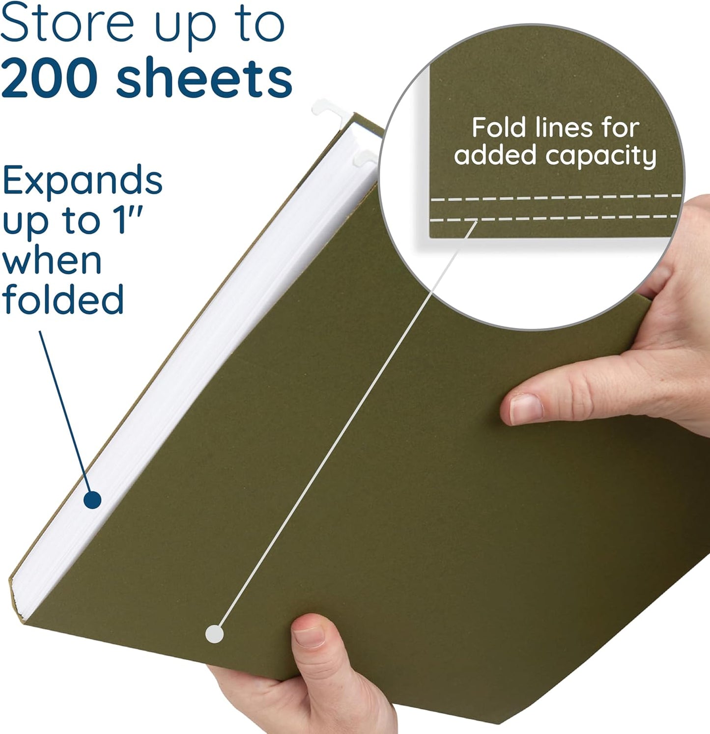 Blue Summit Supplies 25 Hanging File Folders, Reinforced Hanging Folders, Standard File Folders for Filing Cabinet, Letter Size, Green, 25 Pack