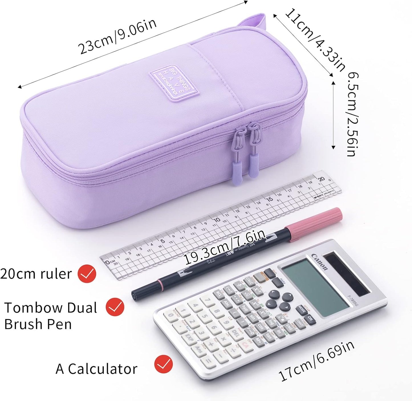 CICIMELON Durable Pen Pencil Case Big Storage Pen Pouch Bag for School Supplies Office College Teen Girls Adults, Purple