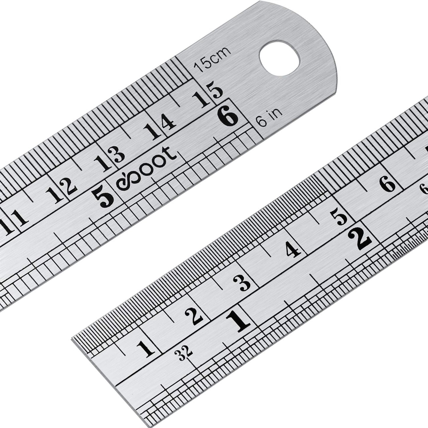 Stainless 2 Pack Steel Ruler 6 Inch Metal Rule Kit with Conversion TableC