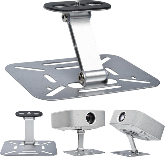 Projector Stand Table, Desktop Foldable Stand, Projector Ceiling Mount, Easy Setup with 180-Degree Adjustment, Compatible with More Projectors for Home,Outdoor,Office (Silver)