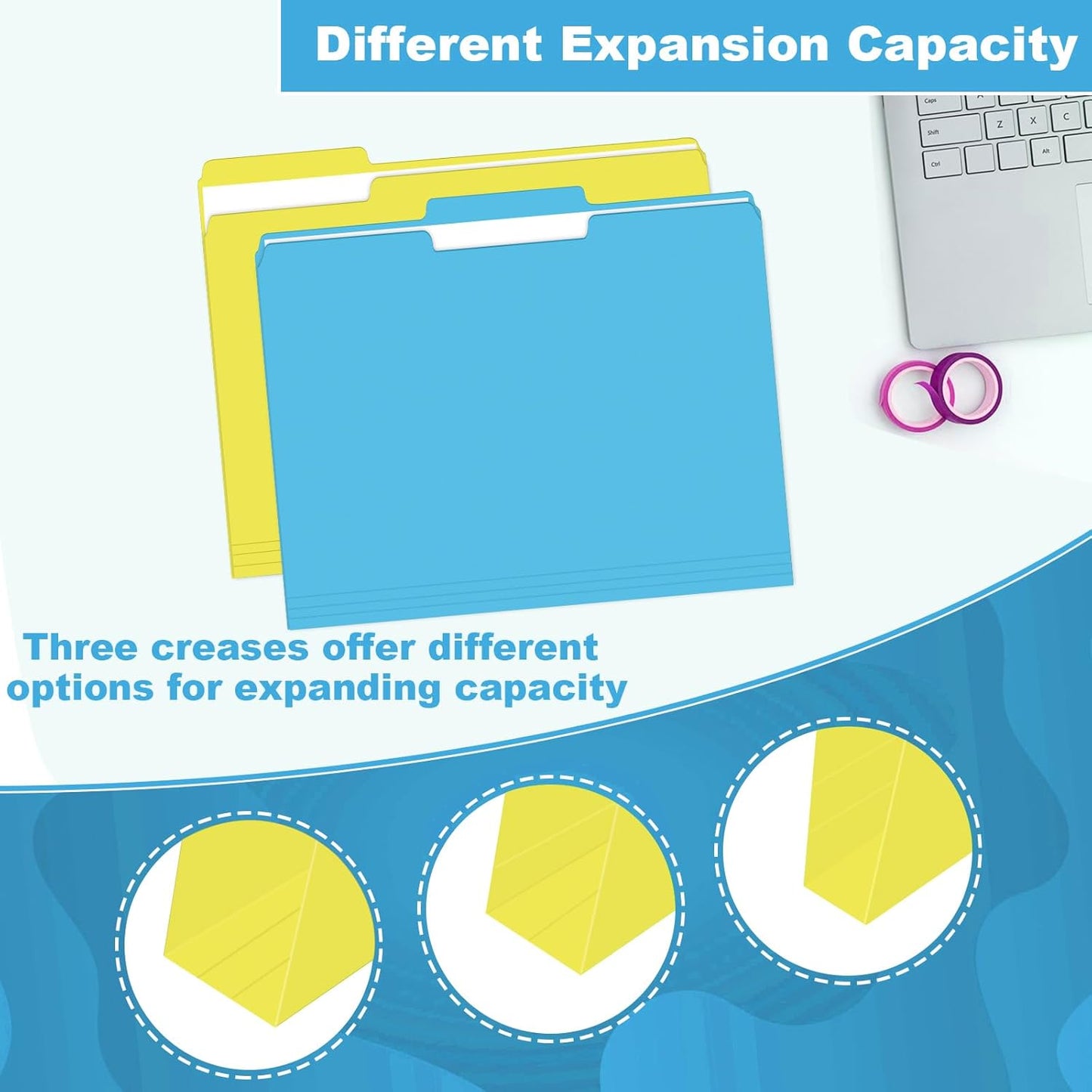 File Folder, HERKKA 120 Pack 1/3 Cut Tab File Folders, Letter Size, Assorted 6 Colors, Colored File Folders Great for Organizing and Filing