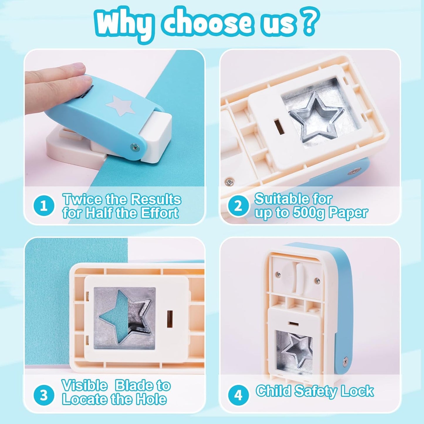 UCEC Star Hole Punch 1 Inch, Paper Punch, Star Punches for Paper Crafts, Crafting Cutter for Crafting Card, Making Scrapbook, DIY Office Supplies