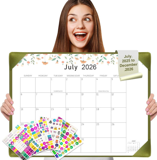 Gannyfer Desk Calendar 2025-2026, Large 2026 Calendar 22" x 17", July 2025-Dec 2026, 18 Monthly Teacher Desk Calendar 2026 with Thick Paper, for Planning and Organizing in School, Office, Home(6 Stickers)