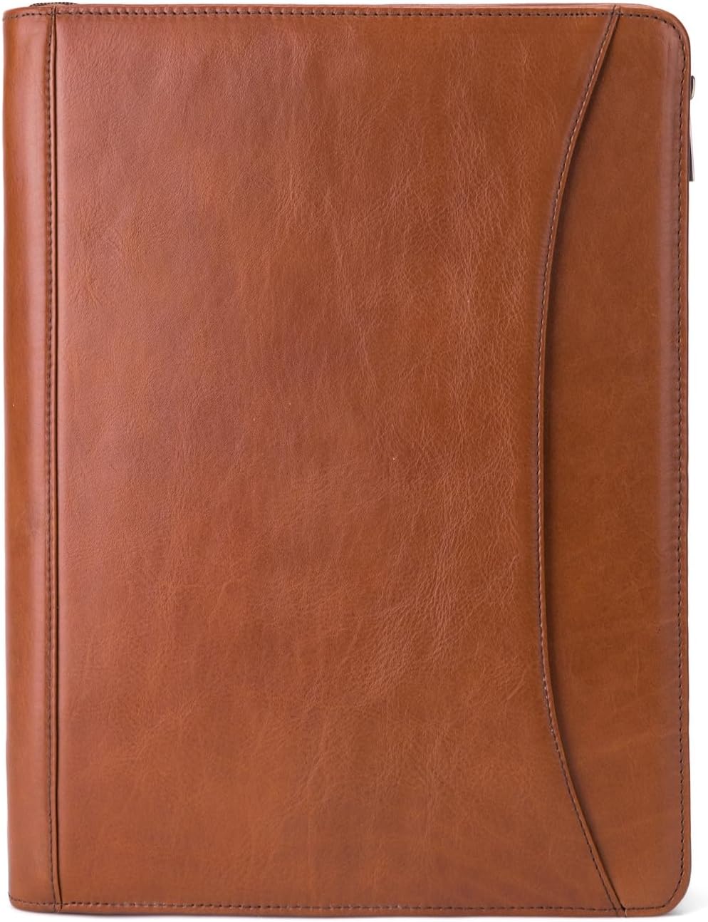 3 Ring Binder Genuine Leather Portfolio, Front Pocket, 8.5 x 11 Legal Pad Padfolio for Men and Women, Zip Notepad Laptop Organizer, Professional Business Executive Work Folio, Brown, Oil Tanned