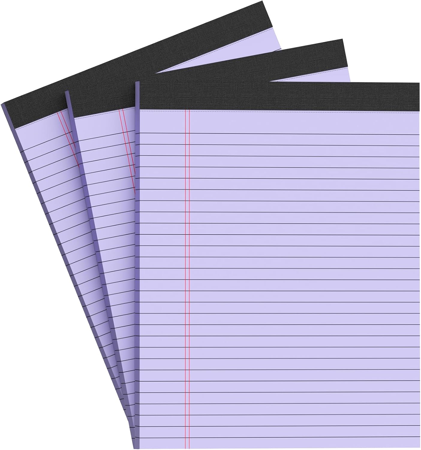 Purple Legal Pad Note Pads 8.5 x 11 inch, Wide Ruled, 30 Sheets/Pad, 20lb Colored Paper, Perforated Notepad with Sturdy Back (3 Pads Purple)