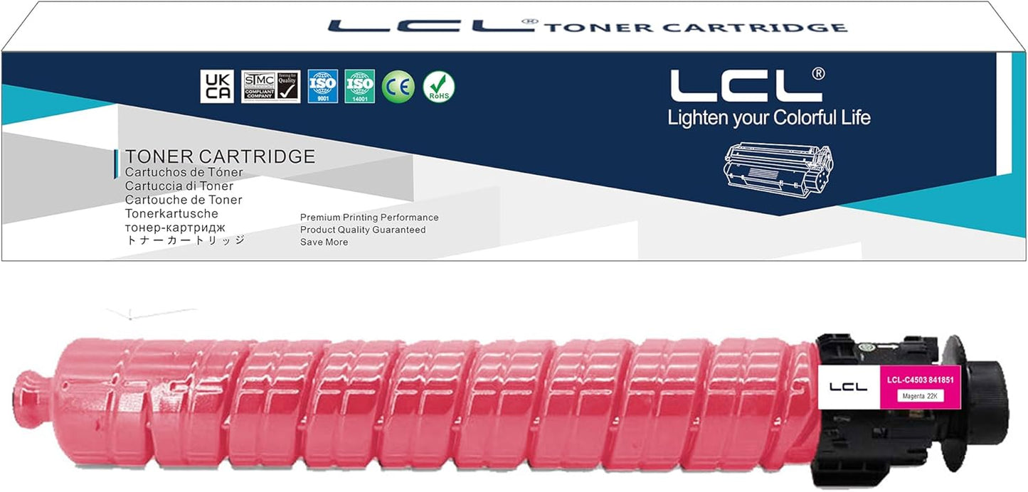 LCL Compatible Toner Cartridge Replacement for Ricoh 841851 for Ricoh MP C4503 MP C4504 MP C4504ex MP C5503 MP C5504 MP C6003 MP C6004 MP C6004ex Printer (1-Pack Magenta)