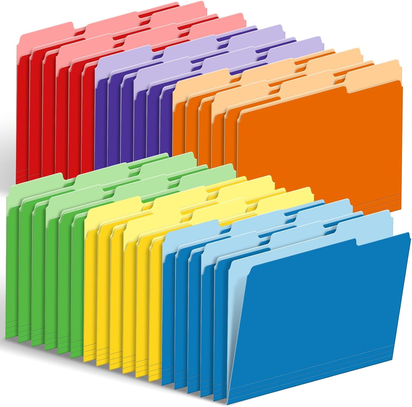 36 Pack Two-Tone Color File Folders, Bulk1/3-Cut Tabs Letter Size Files Folders with 6 Assorted Colors, Ideal School Office Supplies