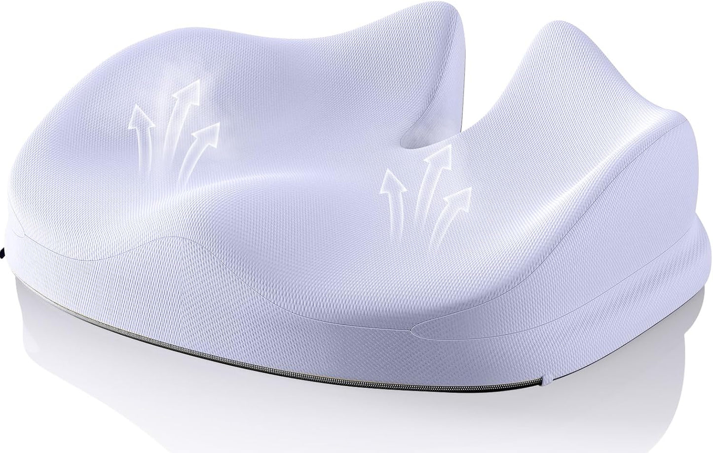 Benazcap Large Seat Cushion for Office Chair Memory Foam Coccyx Pain Relief Cushion Pillow for Back Support Non-Slip Seat Pad for Office Desk, Car Seat, Wheelchair, Sciatica-Blue