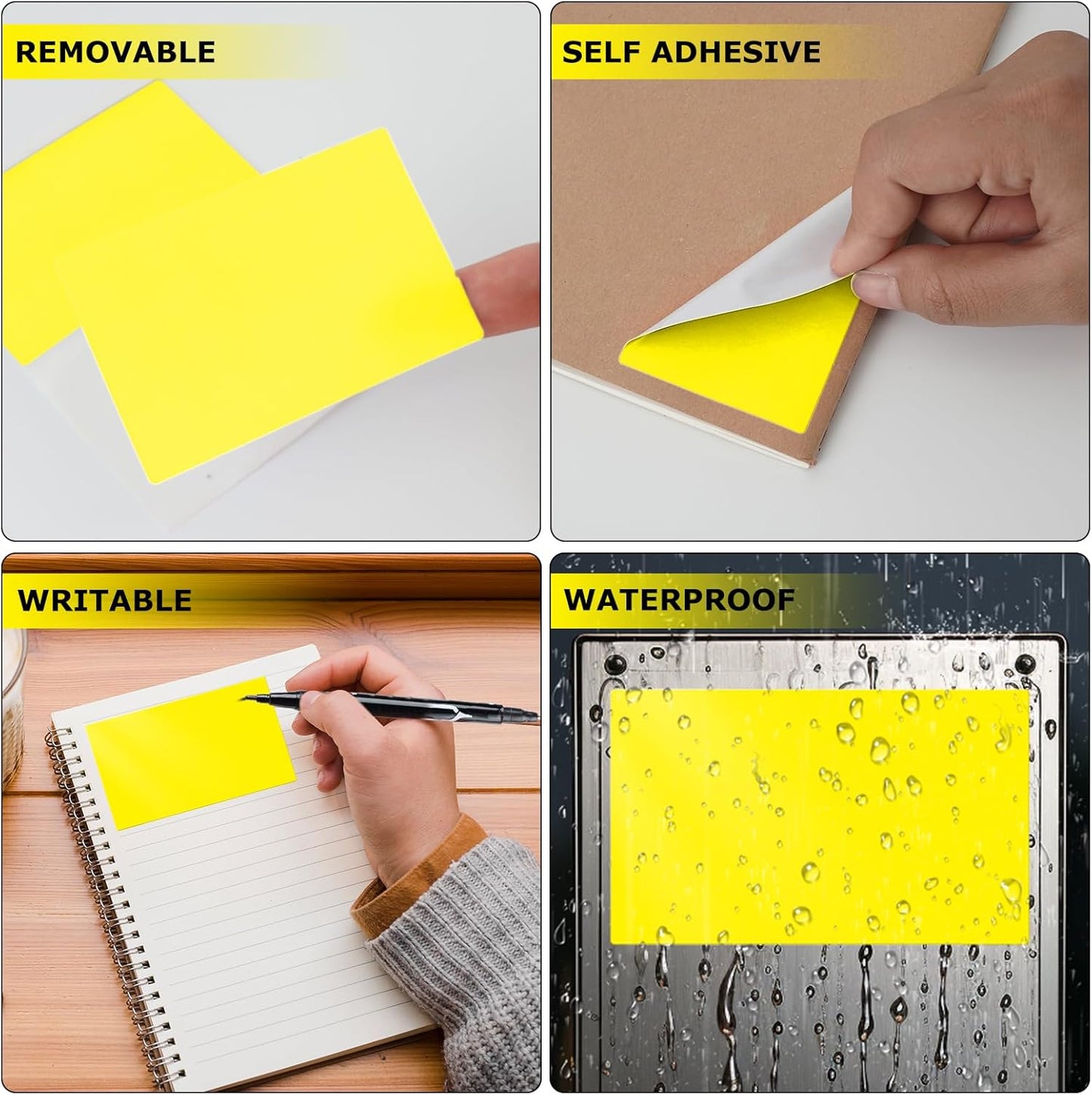 Yellow Color Coding Labels 3 × 2 Inches Self-Adhesive Rectangle Stickers Waterproof Name Tags for Office School Home 40 PCS