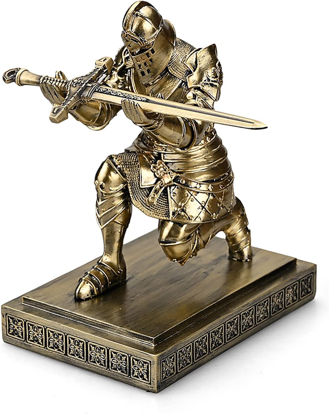 King's Guard Knight Pen Holder Pen Stand Desk Organizers and Accessories Resin Pencil Holder as Gift for Office and Home (Bronze)