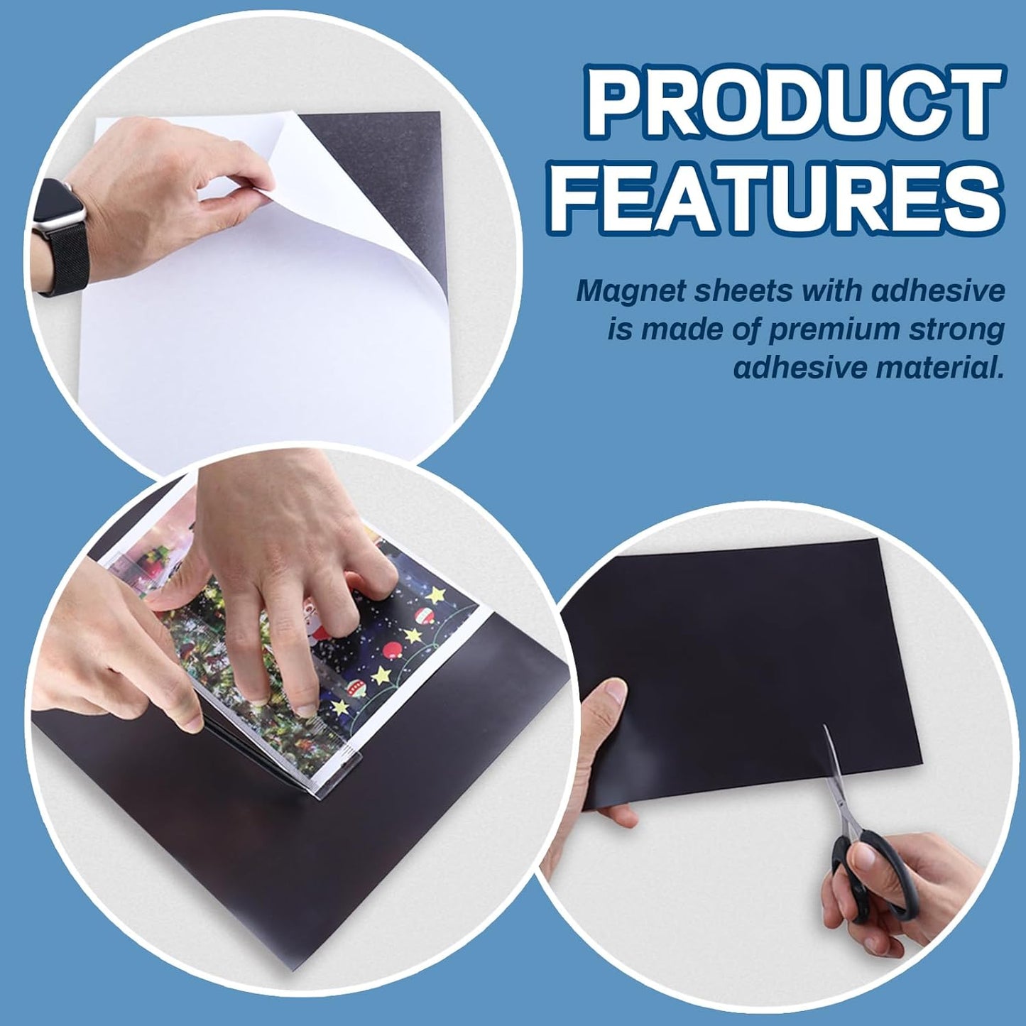 Magnetic Sheets with Adhesive Backing,8.5" x 11"(Pack of 16),30 mil Thick Cuttable Flexible Magnet Sheets for DIY Crafts,Photos and Stickers,Magnetic Paper with Strong Self Adhesive