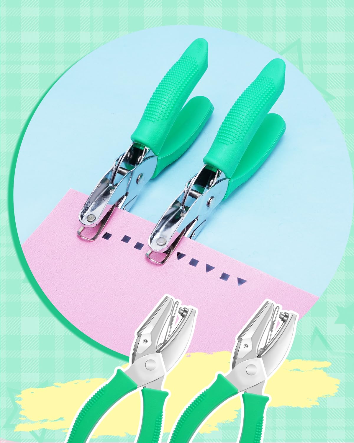 UCEC 1/4" Triangle Hole Punch Metal Handheld Paper Punch Single Hole Tag Punch, Small Triangle Shape Hole Puncher Back to School Supplies for Scrapbook DIY Craft in Home Office Classroom