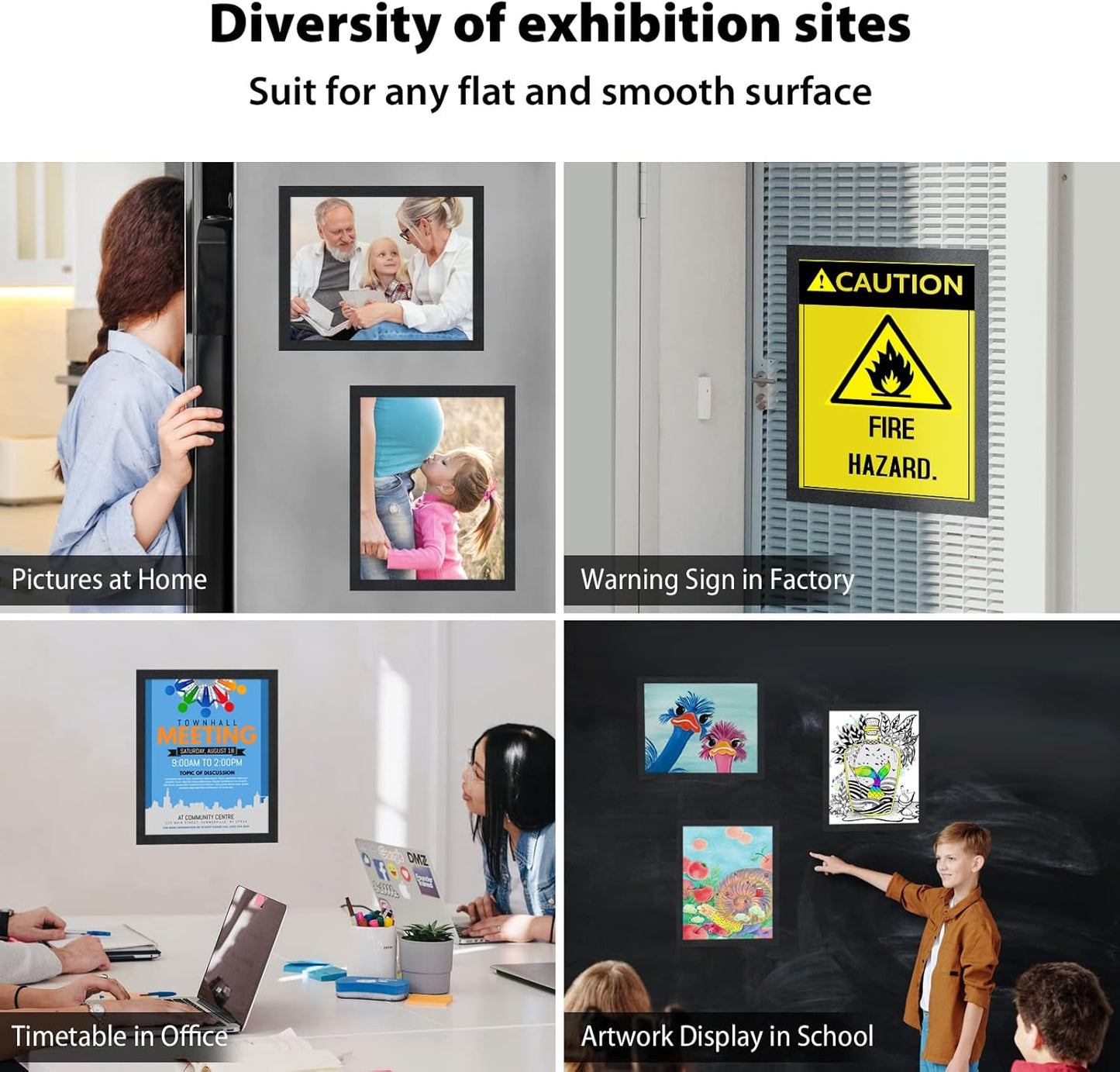 11"x 17" Self Adhesive Sign Holder, Double Sided Window Display Frame with Clear PVC and Strong Magnetic for Office/Home/Store/Door/Glass/Wall (Black, 20Pack)