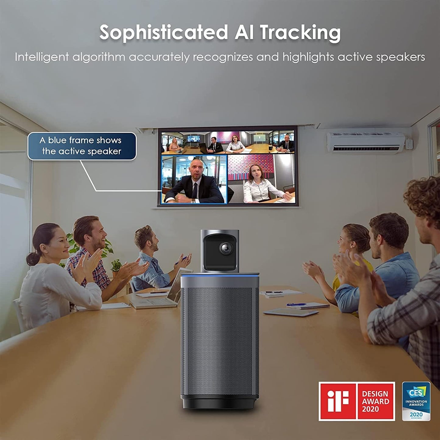 NexiGo Meeting 360 (Gen 2), 8K Captured AI-Powered Framing & Speaker Tracking, 1080p HD 360-Degree Smart AIO Video Conference Camera, 8 Noise-Cancelling Microphones, and Speaker (Renewed)
