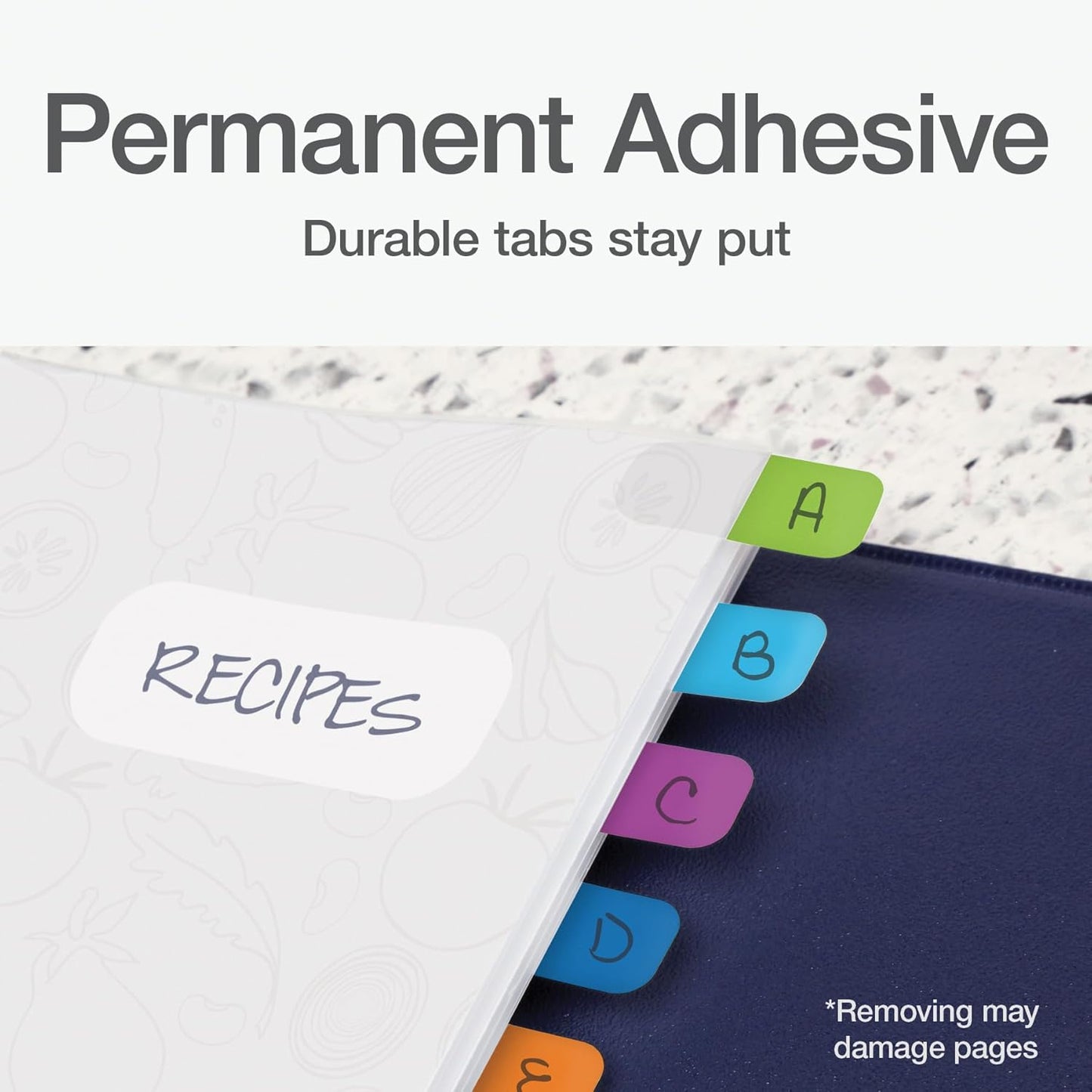 Redi-Tag Write-On Tabs, Permanent Adhesive Index Tabs, Tropical Colors: Purple, Green, Blue, Dark Blue, Orange, 1" x 7/16", 390 Pack (1009305)