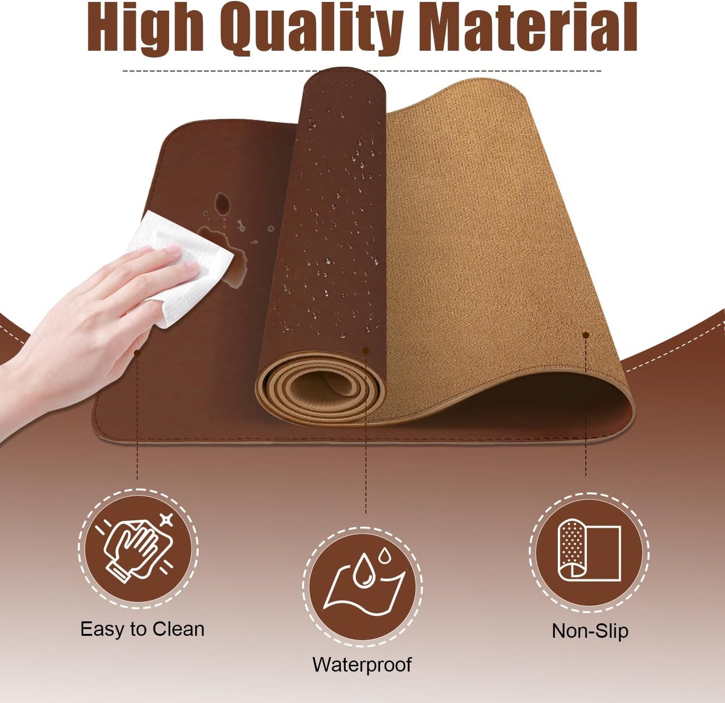 Leather Desk Pad Protector, 39.4'' X 17'' Large Mouse Pad, Office Desk Mat, Non-Slip PU Leather & Suede Base Desk Blotter, Laptop Desk Pad, Desktop Mat for Office Home, Seal Brown