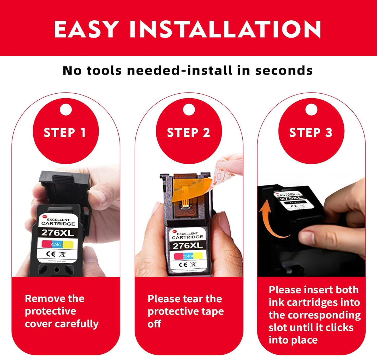 276XL Color & 275XL Black Ink Cartridge Combo Pack (2-Pack) - Replacement for Canon tr4700 Printer Ink Cartridges Compatible for Canon tr4700 tr4720 tr4722 ts3522 ts3500 ts3722 ts3720 ts3520 Ink